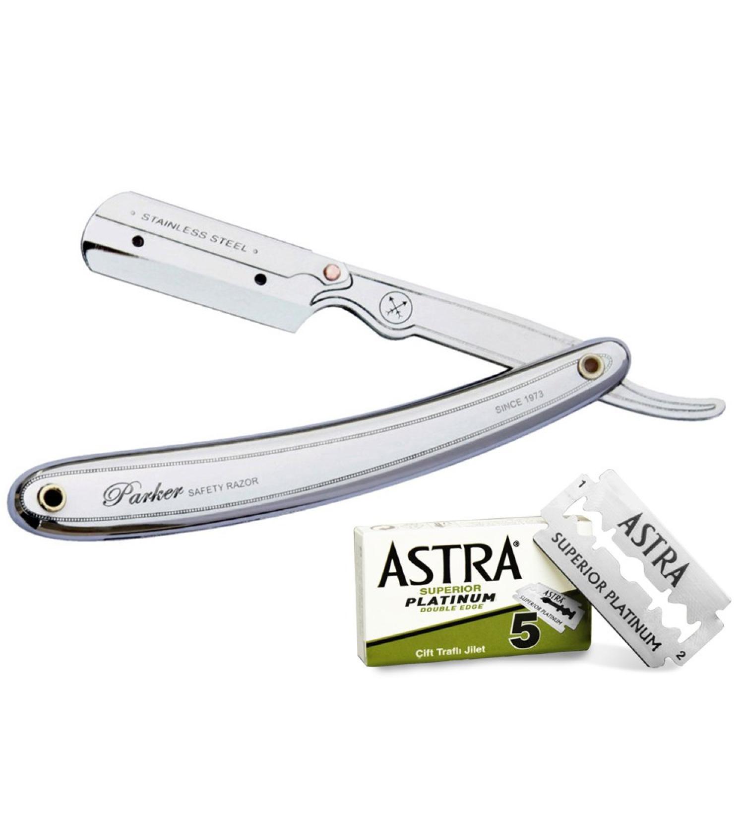 Parker 31R Professional stainless steel razor with 5 blades ASTRA Superior Platinum (Green)