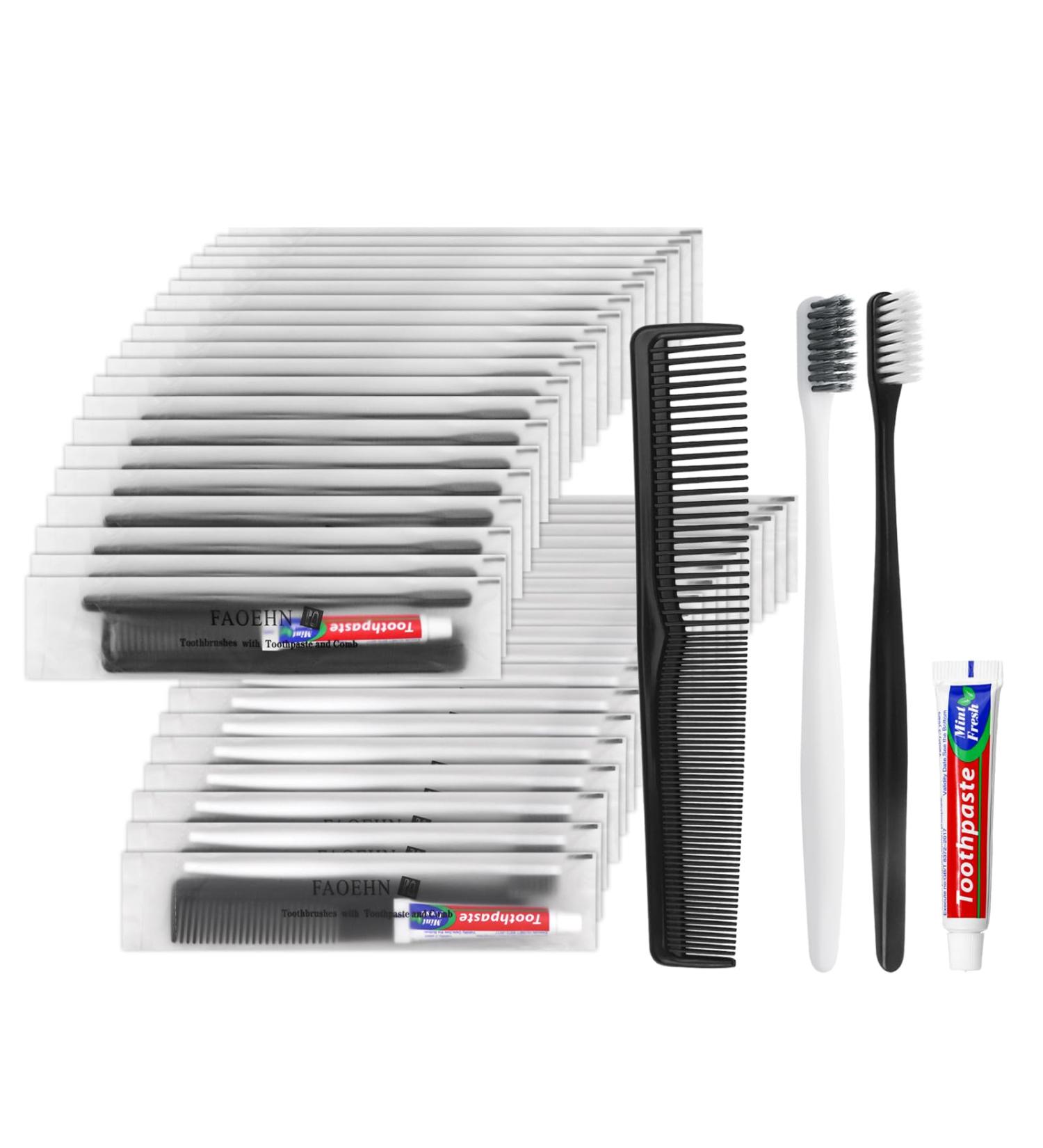 Disposable Toothbrushes with Toothpaste & Comb Set - Travel-Friendly Hotel Essentials for Airbnb Charities & Homeless Support - Buy Online on GoSupps.com