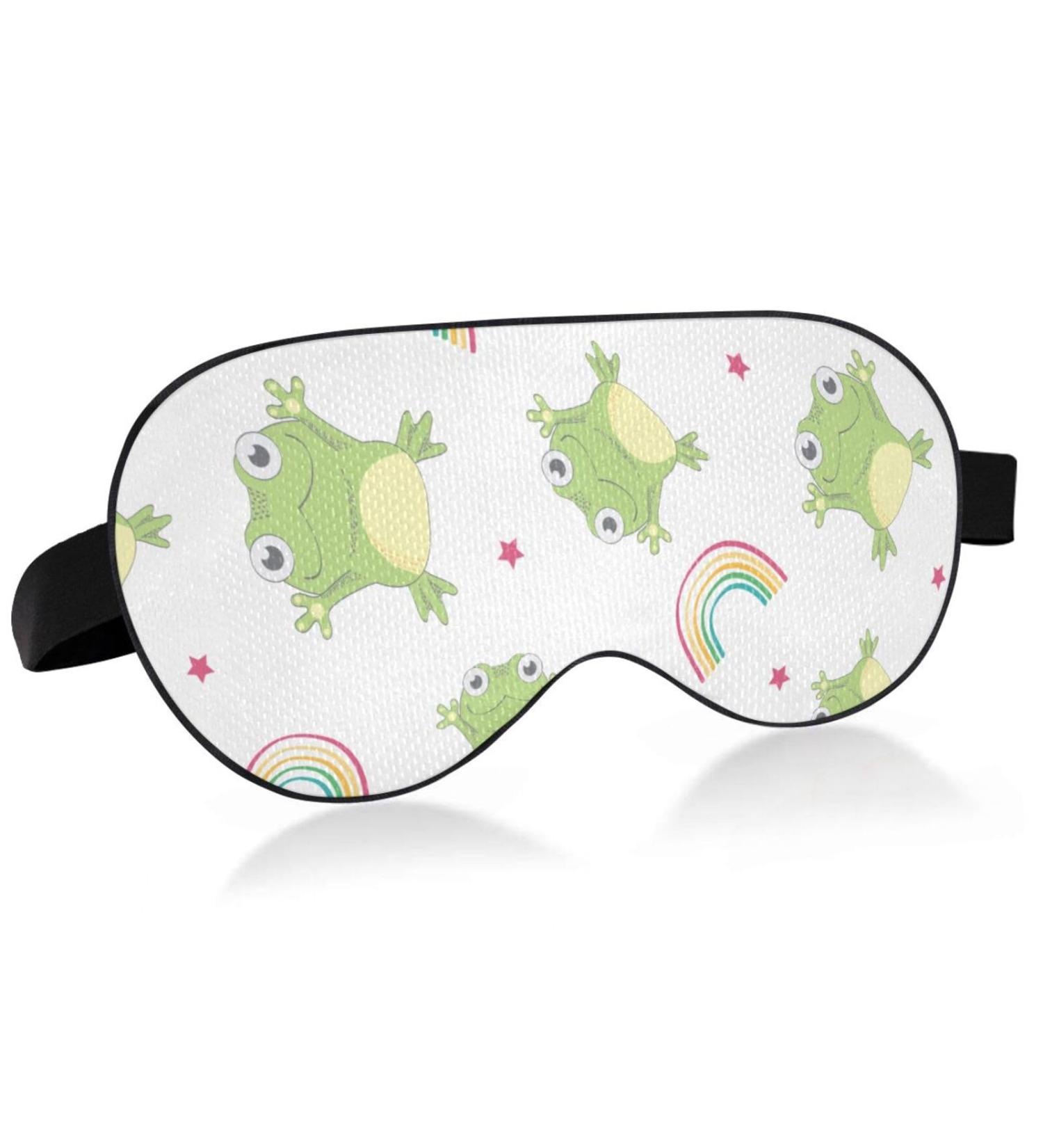 Adjustable Light Blocking Eye Mask for Deep Sleep - Ideal for Travel, Yoga, and Meditation - Breathable & Comfortable - Cartoon Frogs Design - Men and Women - Buy Online on GoSupps.com