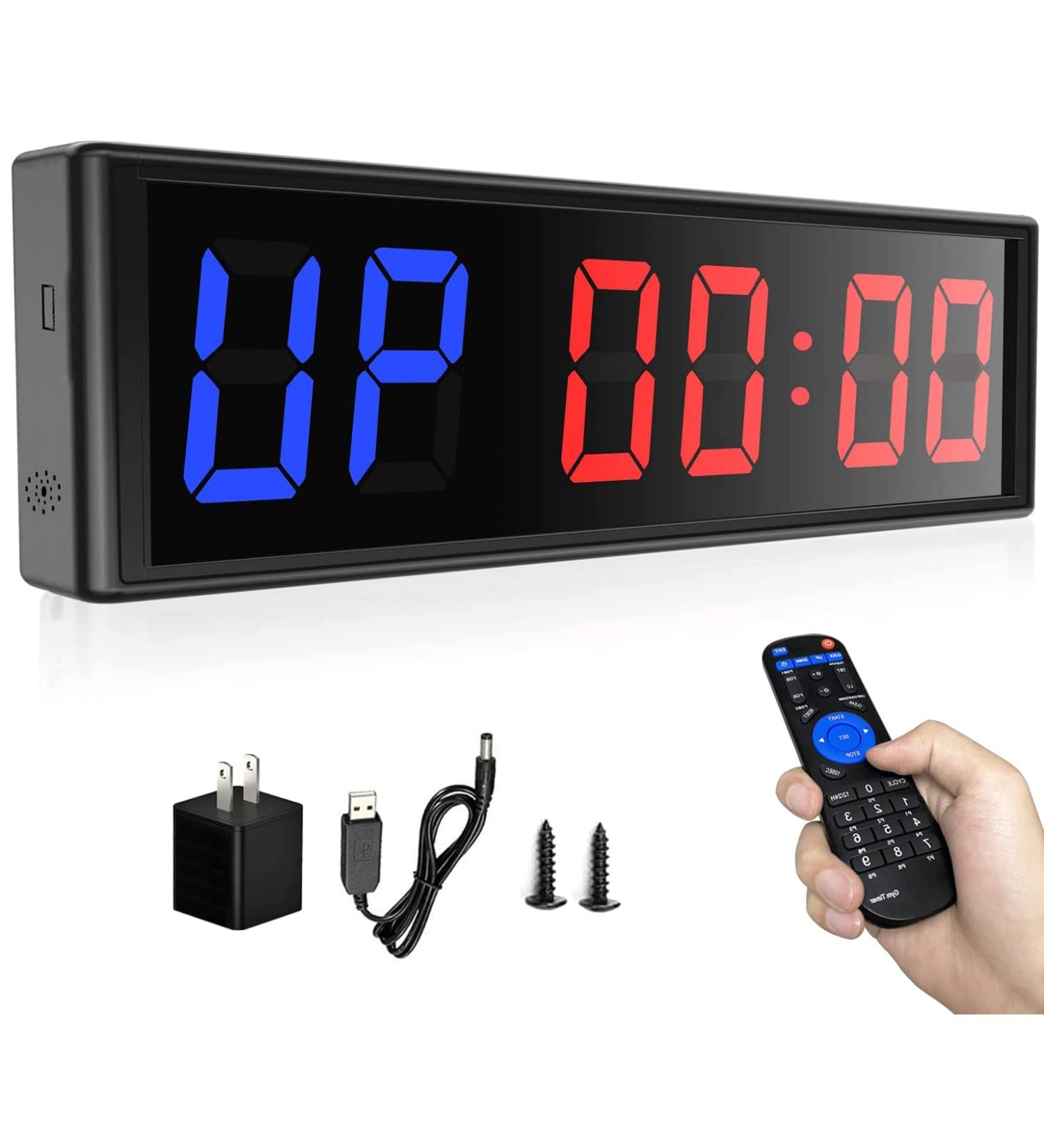 Naoeleii Gym Timer Clock with Remote - Large LED Workout Timer for Home Gym - Interval Training Stopwatch with Buzzer - Buy Online on GoSupps.com