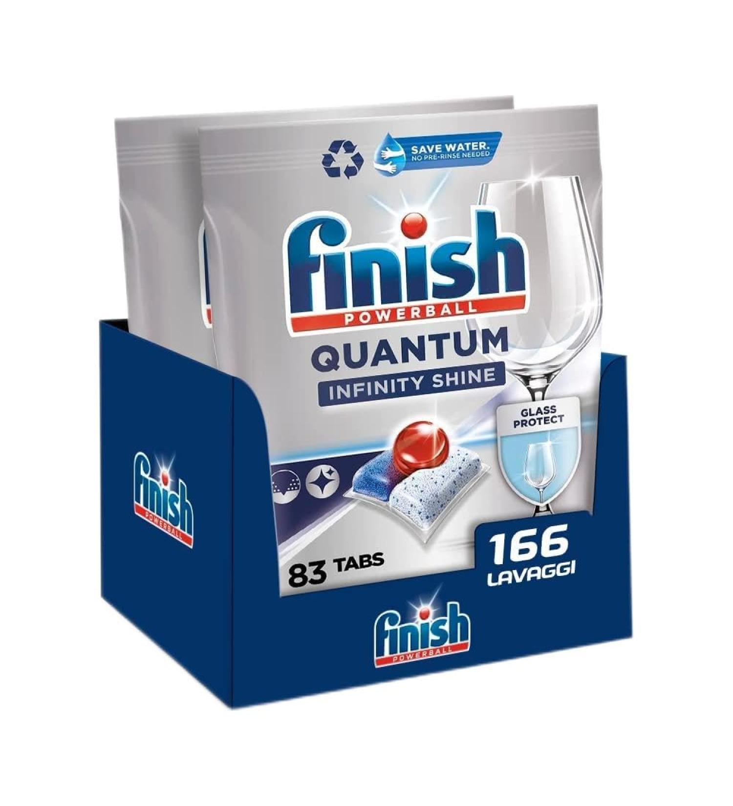 Finish Quantum Infinity Shine dishwasher tabs - dishwasher flush for deep cleaning fatty loose and shine - gigapack with 2x83 tabs no perfume 83 pieces (2 pack)