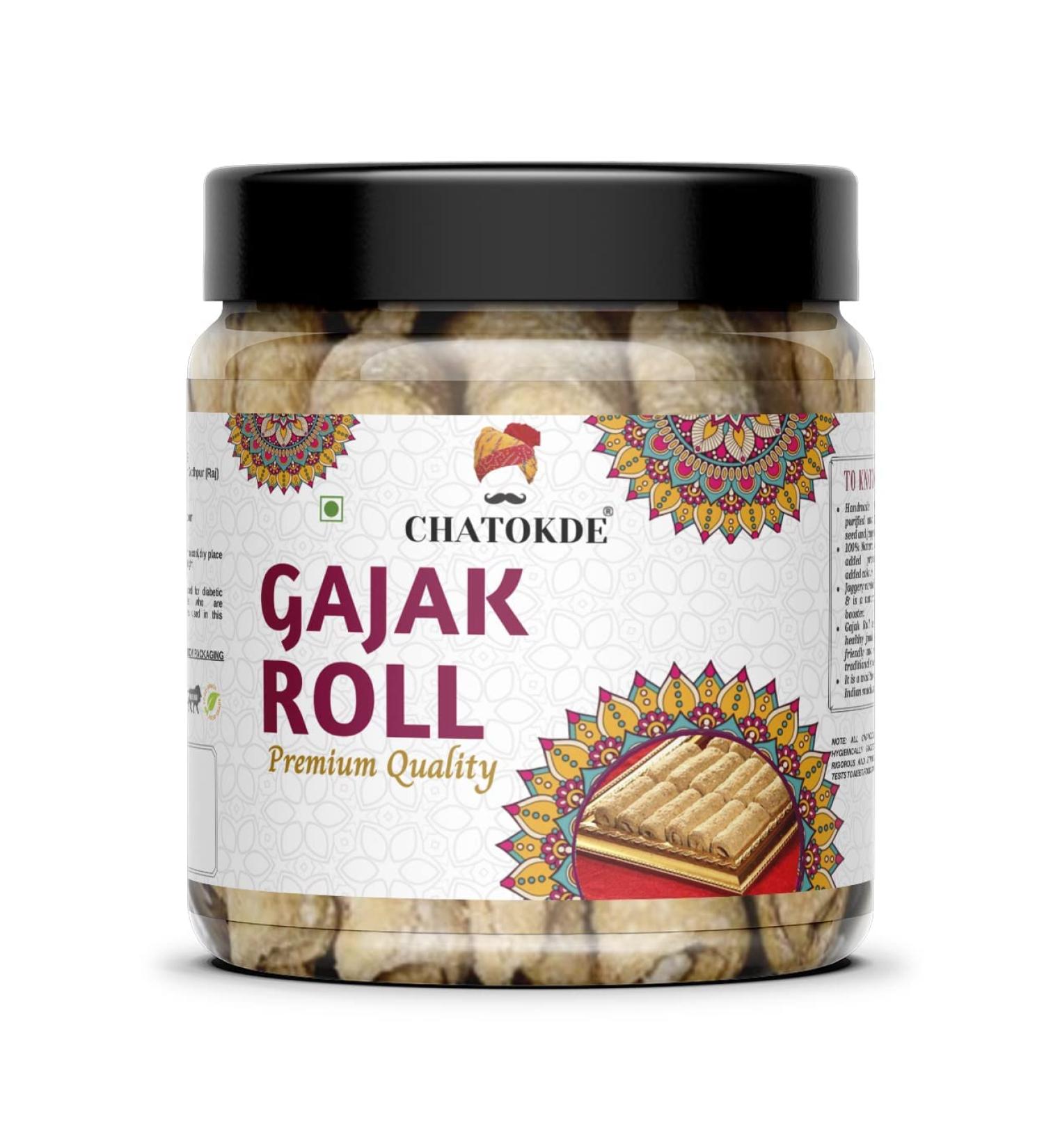 CHATOKDE Khasta Gud (Jaggery) Gajak Roll | Winter Delights Special | Sesame Bar Roll | Til Wale Gajjak Roll (Gachak) 225gm_Packing May Vary