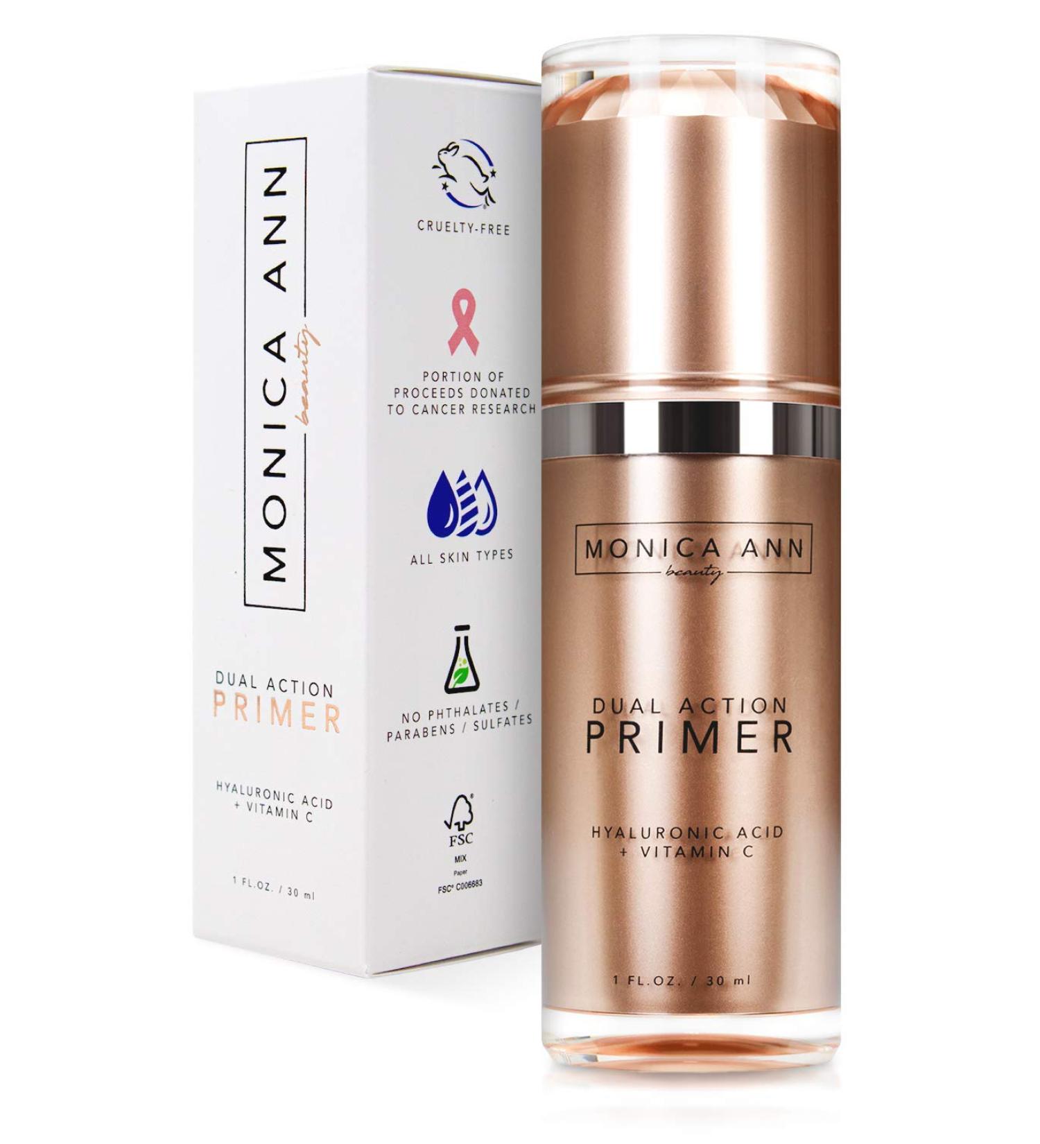 Monica Ann Beauty Dual-Action Face Primer - 30 mL | Hydrating Makeup Primer with Vitamin C & Hyaluronic Acid | Pore Minimizing Matte Formula | Suitable for All Skin Tones - Buy Online on GoSupps.com