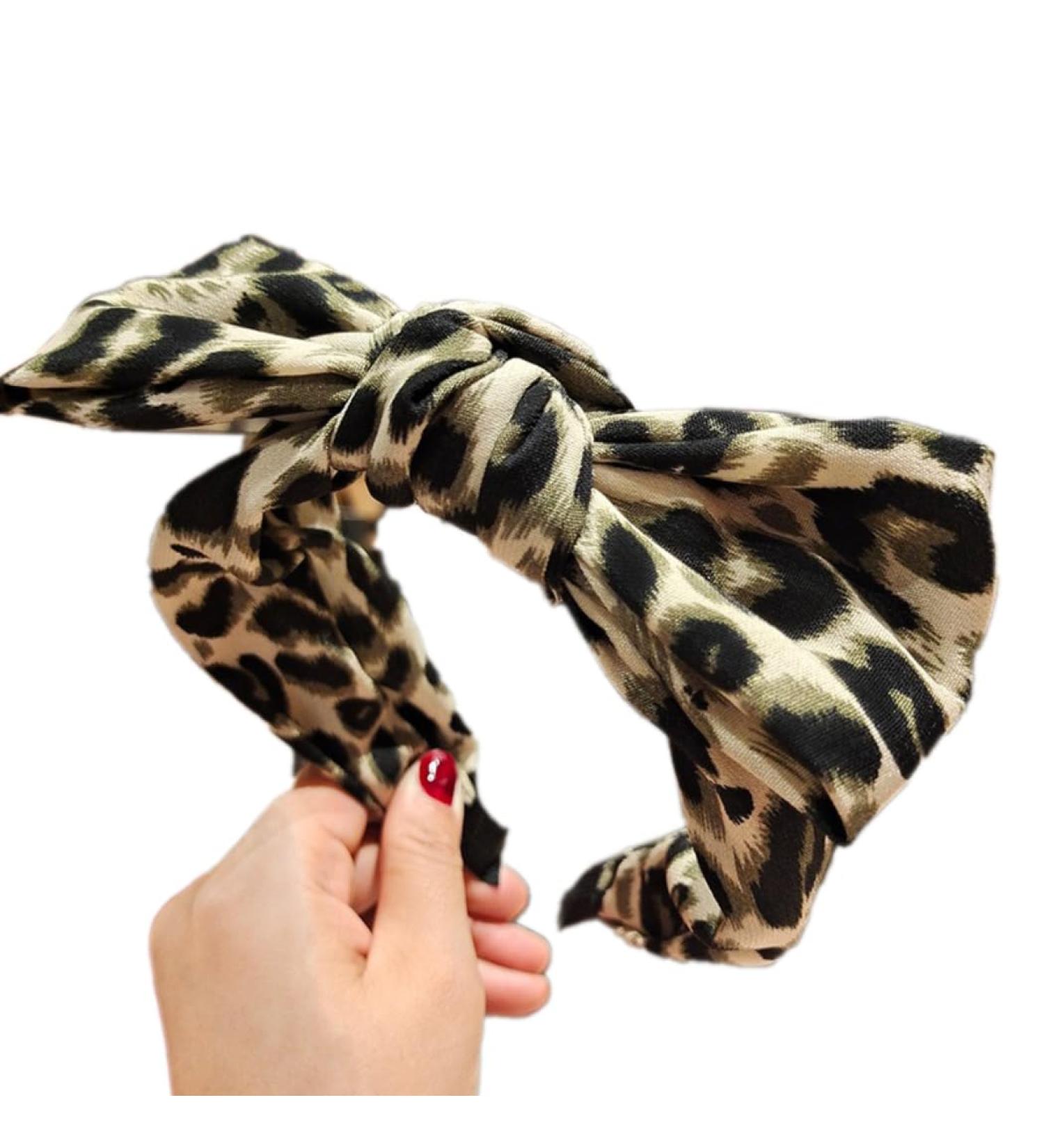 Women's Bow Headbands Leopard Print Headband Vintage Headband Hair Band Headpiece Non-Slip Headband Hair Accessories for Daily Wear Army Green - Buy Online on GoSupps.com