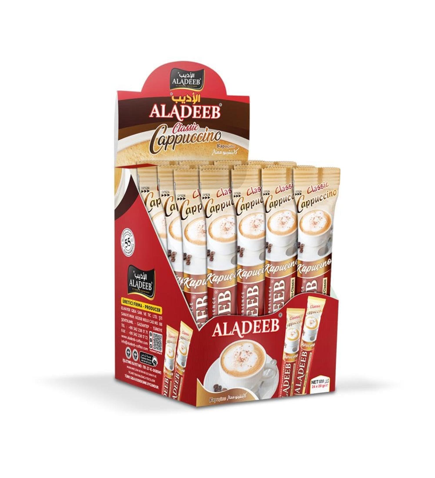 Cappuccino ALADEEB saveur noisette poudre instantan e de cappuccino sachets portion de 20 g 24 pi ces (torr faction classique).
