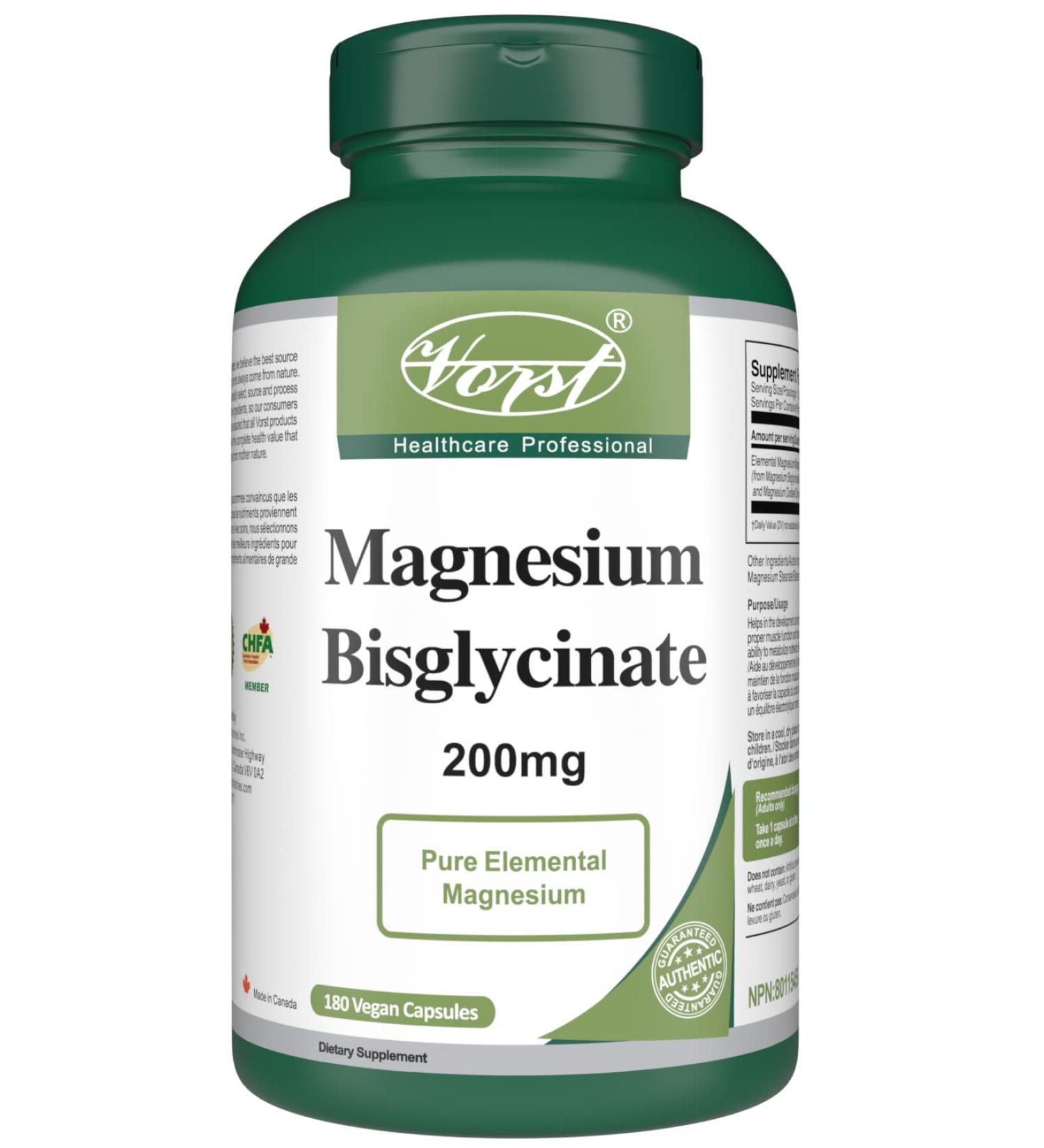 VORST Magnesium Bisglycinate 200mg 180 Vegan Capsules (Gentle) | Promotes Bone Health | Bis-Glycinate Supplement for Men & Women | Powder Pills | 1 Bottle 180 count (Pack of 1) - Buy Online on GoSupps.com