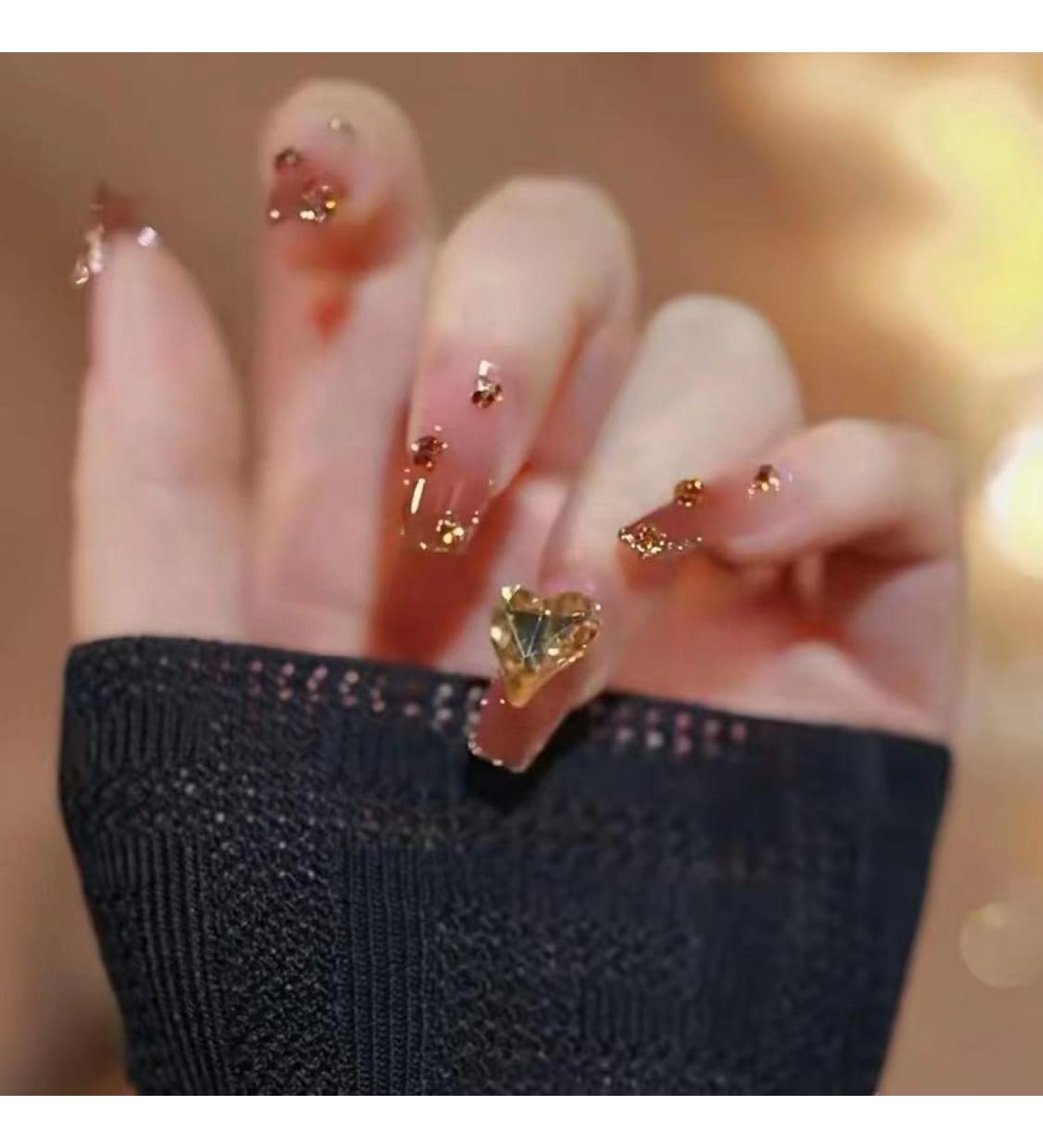 Temperament Enhancement Nail Patch Fake Nails Nail Patch Gradient Pile Drilling Love Luxury Online Celebrity Popular Detachable Manicure (10 Pieces) (Size : M) - Buy Online on GoSupps.com