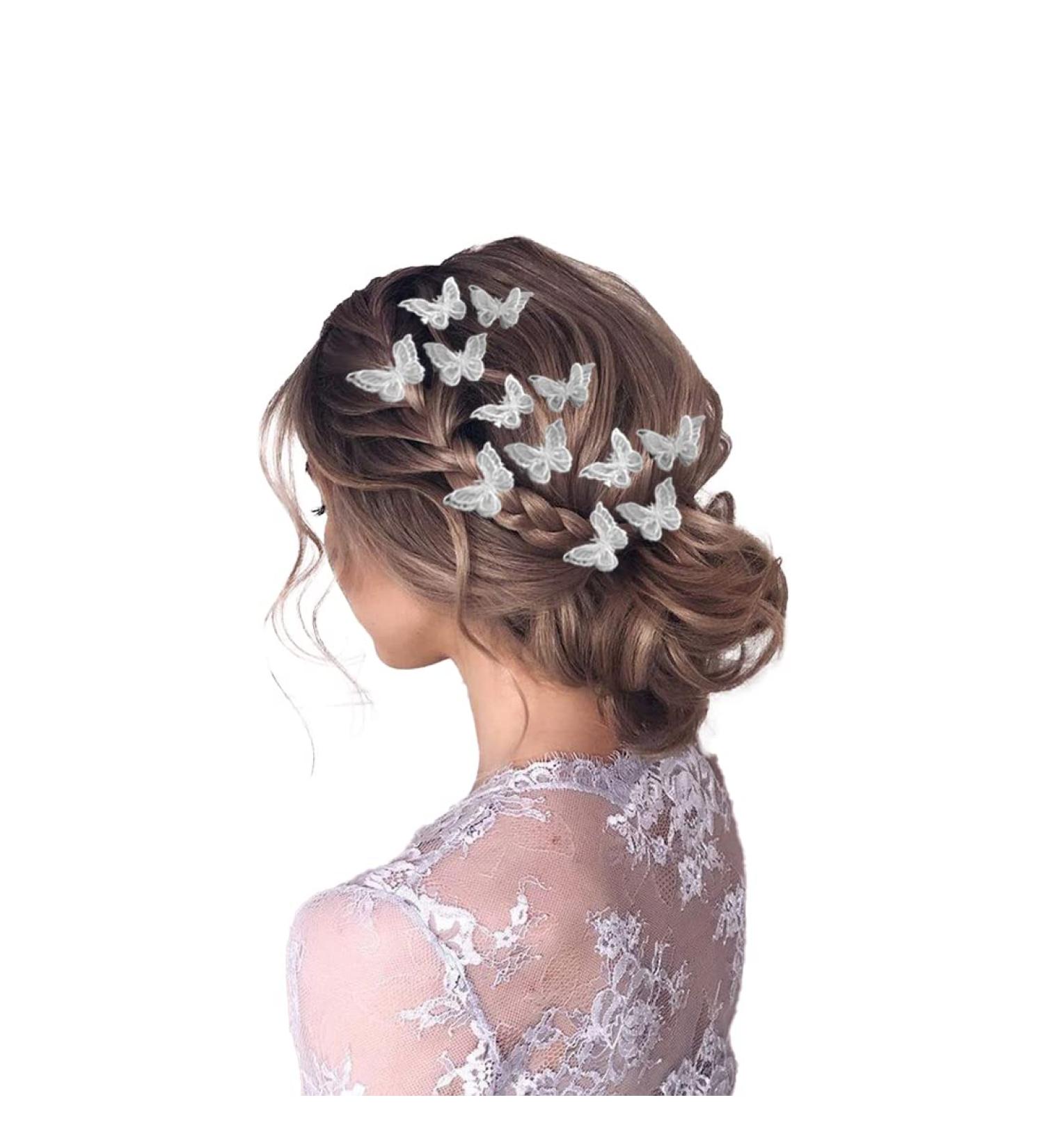 White Butterfly Hair Clip Set - 20 Pcs Wedding & Halloween Hair Accessories - Buy Online on GoSupps.com