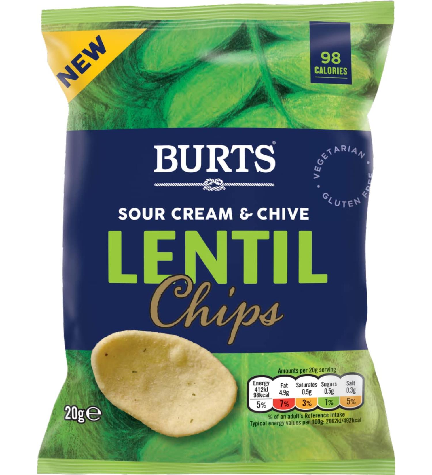 Burt's Lentil Chips - Sour Cream & Chive 20g - 16 Pack