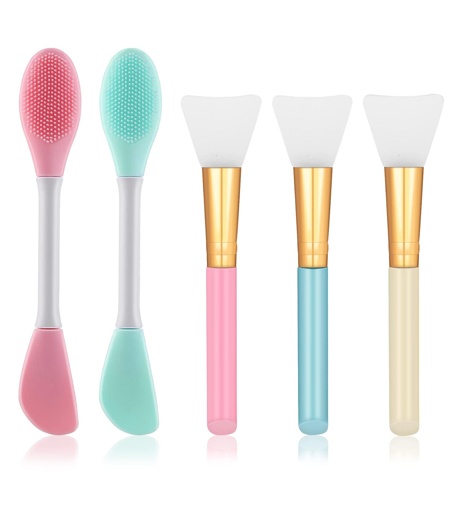 Molain Mask Brush Silicone Applicator Set - 5 Multi-colored Facial Brushes for DIY Mud, Body Lotion, Esthetician Face Care, Makeup & Skincare - Professional Fan Spatula Tool - Buy Online on GoSupps.com