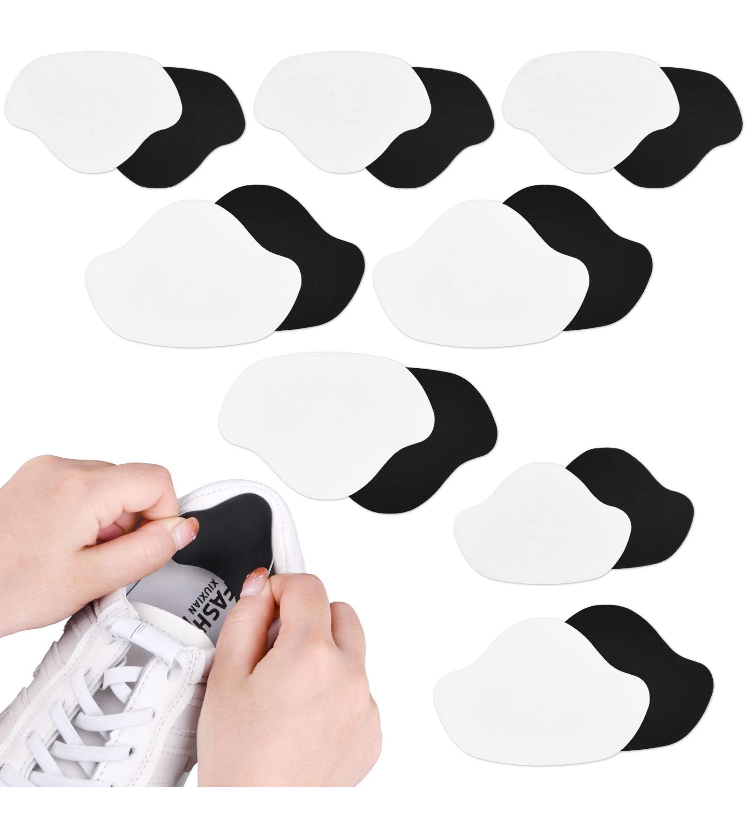 Microfiber Heel Repair Patch Set - 8 Pairs, Self-Adhesive, for Shoes & Seats - Black & White - Buy Online on GoSupps.com