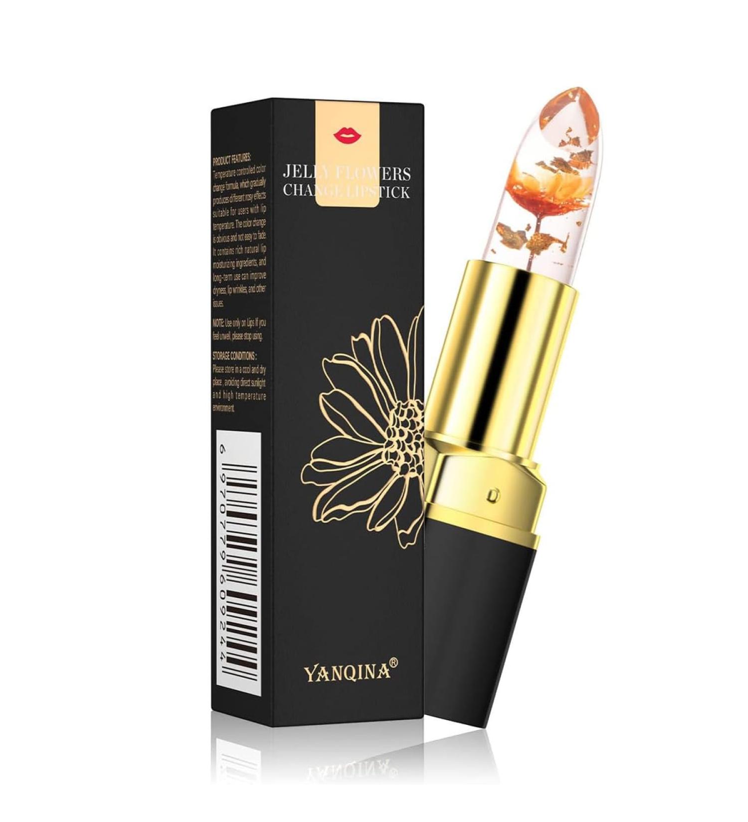 Pakivs Flower Jelly Lipstick Magic Temperature Color Changing Moisturizing Lip Balm Long Lasting Nutritious Lipstick for Women (Gold Rose) - Buy Online on GoSupps.com