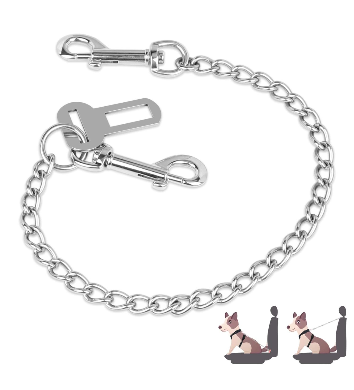 Efuturime Bite-Resistant Dog Leash Chain 53cm | Durable Stainless Steel Seat Belt for Dogs & Cats | Ideal for Small & Large Breeds - Buy Online on GoSupps.com
