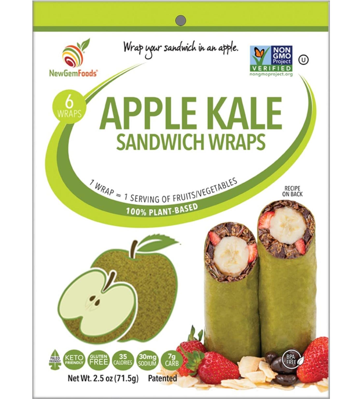 NewGem Sandwich Wrap - Apple Kale 6 Wraps, 2.5 Ounce - Pack of 1 - Buy Online on GoSupps.com