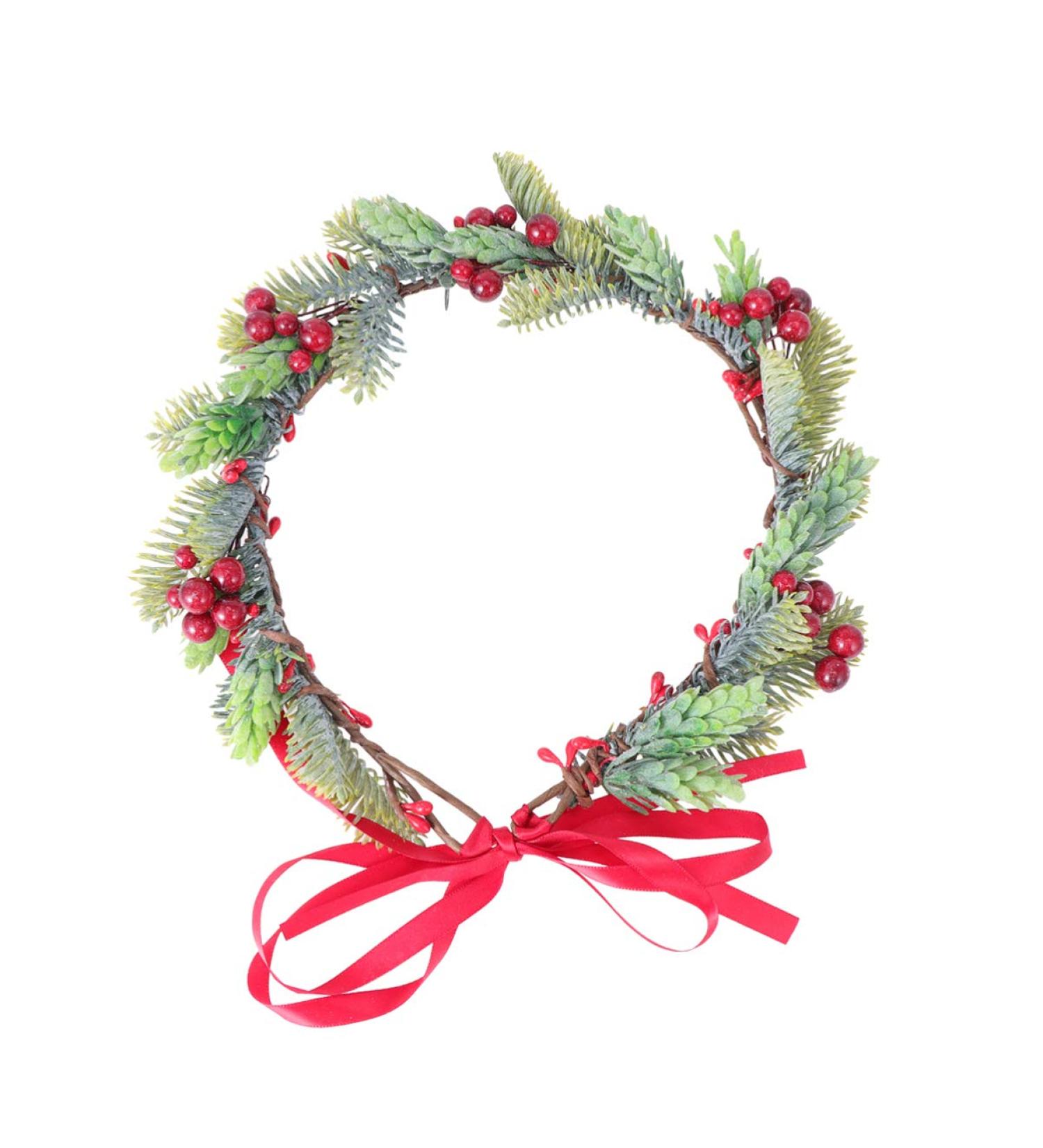 Minkissy Flower Hairband Floral Hair Garland Flower Crown with Holly Berry Leaves Christmas Hair Accessories for Lady Woman Girls - Buy Online on GoSupps.com