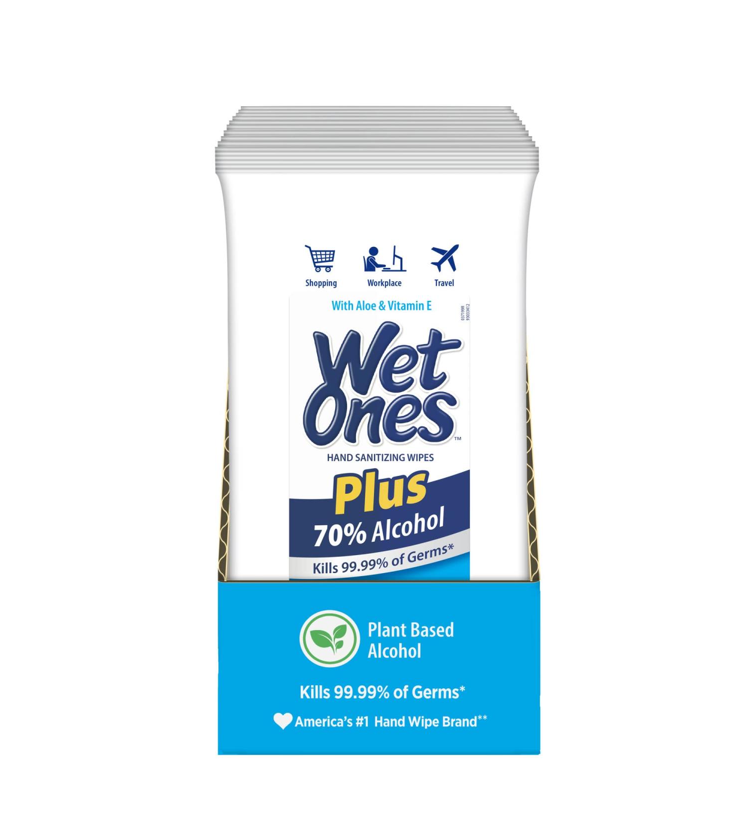Wet Ones 70% Alcohol Hand Sanitizing Wipes - 20 Count, Pack of 10 - Kills 99.99% of Germs - Bulk Buy - Buy Online on GoSupps.com