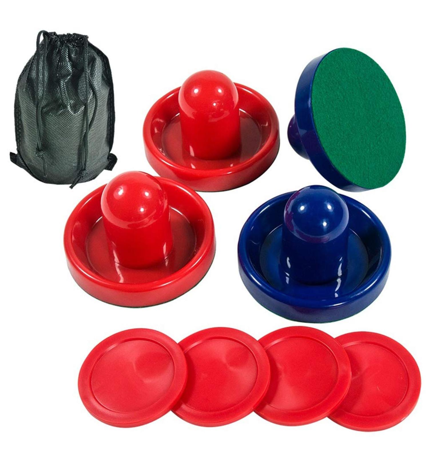 Lemon Home 4-piece Two Colored Air Hockey Pushers & Red Pucks Set - Replacement Accessories for Game Tables - Includes Goal Handles Paddles - 4 Striker 4 Puck Pack - Buy Online on GoSupps.com