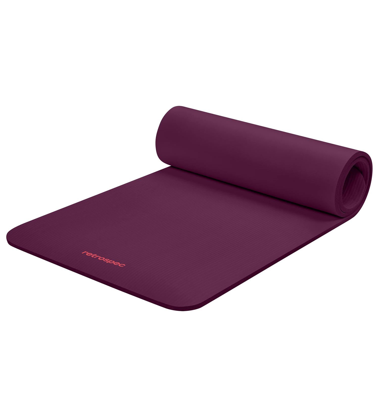 Retrospec Solana Yoga Mat 1/2 Thick - Non Slip Exercise Mat for Men & Women - Ideal for Yoga, Pilates, Stretching, and Fitness - Boysenberry - Buy Online on GoSupps.com