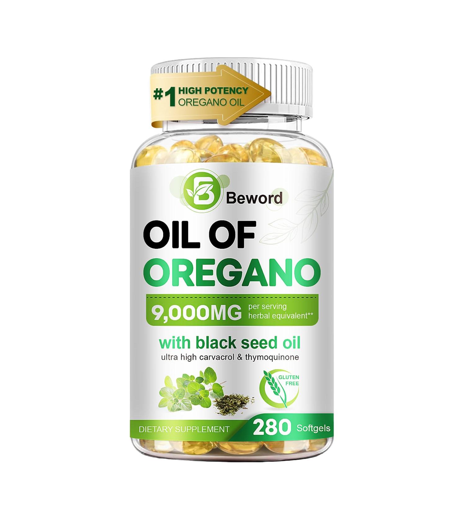 Oil of Oregano with Black Seed Oil 90/280/560/840 Softgels 9000mg Per Serving 2-in-1 Oregano Supplement for Immune Health with High Carvacrol & Thymoquinone | Plant-Based Non-GMO 280 Count (Pack of 1) - Buy Online on GoSupps.com