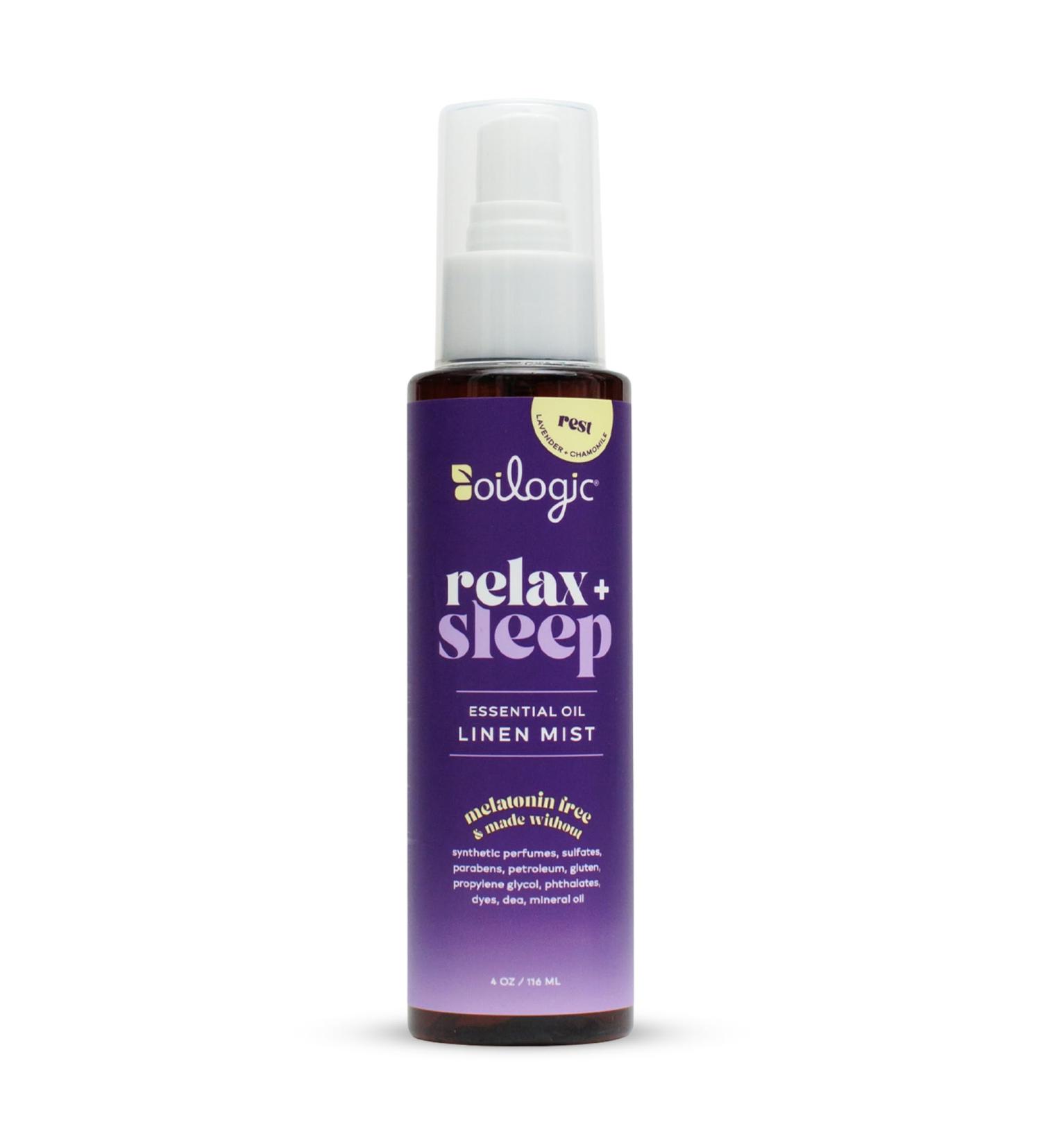 Oilogic Relax & Sleep Essential Oil Linen Spray - 100% Pure Essential Oils Promotes Restful Sleep Comfort & Wellness - Aromatherapy Mist for Beddings Pillows Blankets Pajamas & More 4 Oz - Buy Online on GoSupps.com