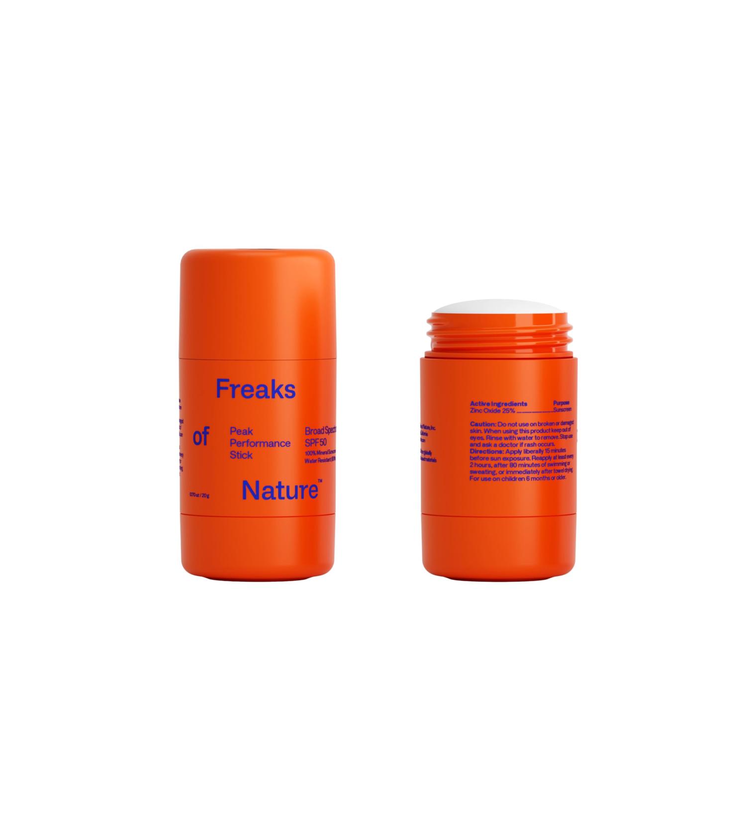 Freaks of Nature Peak Performance Sun Stick SPF 50 | 100% Mineral Sunscreen | Lightweight 40-Min Water-Resistant | Plant-Based Eco-Friendly Reef-Safe Cruelty-Free | All Skin Types | 0.70 oz 0.7 Ounce (Pack of 1) - Buy Online on GoSupps.com