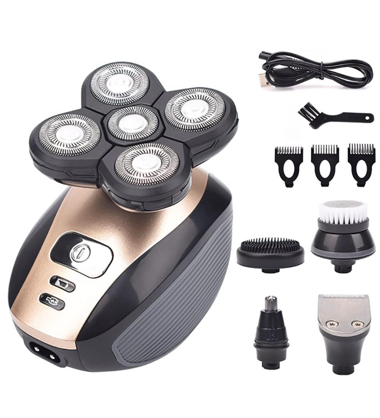Premium 5-in-1 Electric Razor for Men - Waterproof Rechargeable 4D Floating Head Shaver & Nose Hair Trimmer - Gold Edition - Buy Online on GoSupps.com