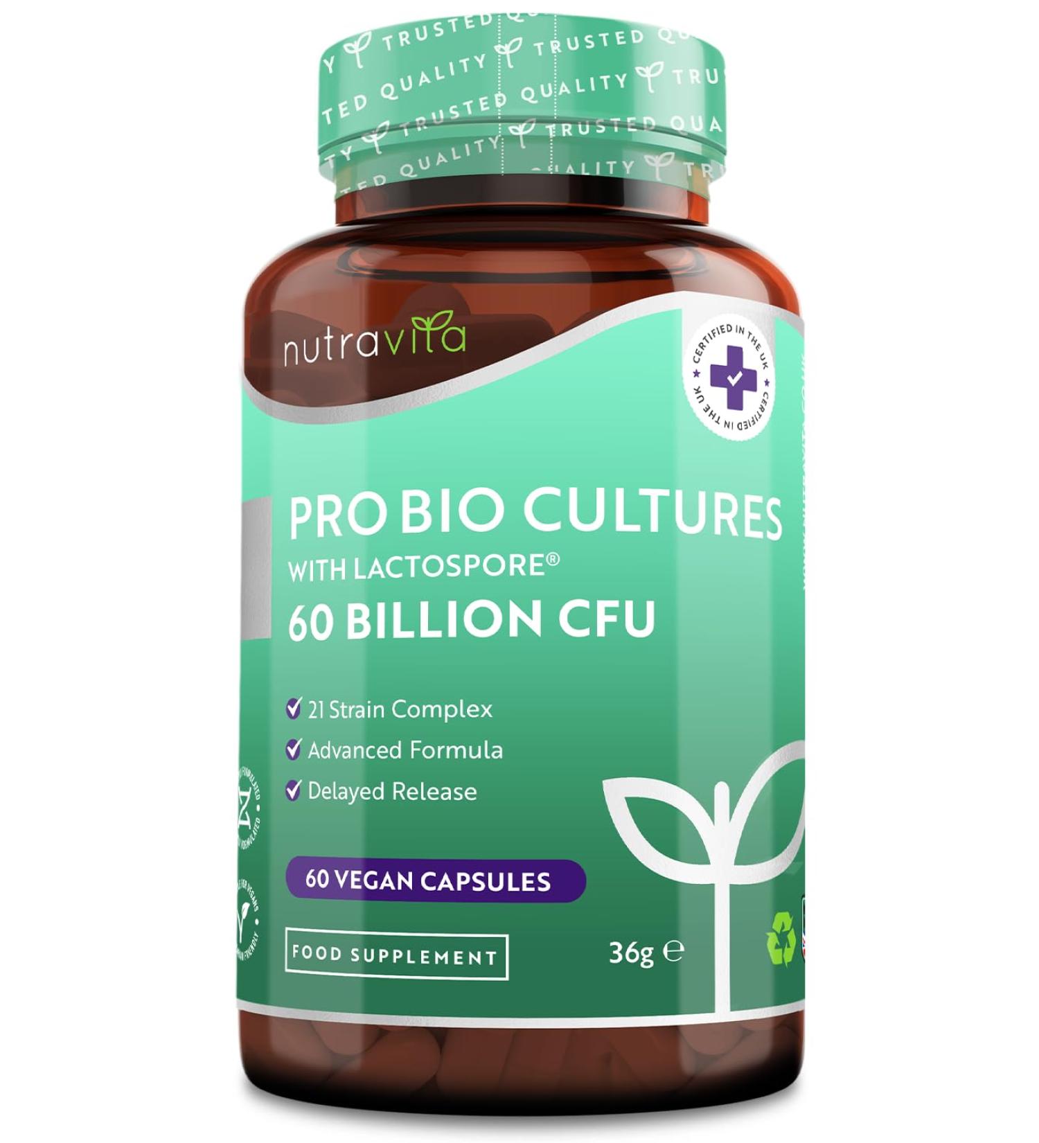 60 Billion CFU Probiotic with Lactospore for Gut Health | Enteric Coated for Maximum Absorption | Made in UK - Buy Online on GoSupps.com