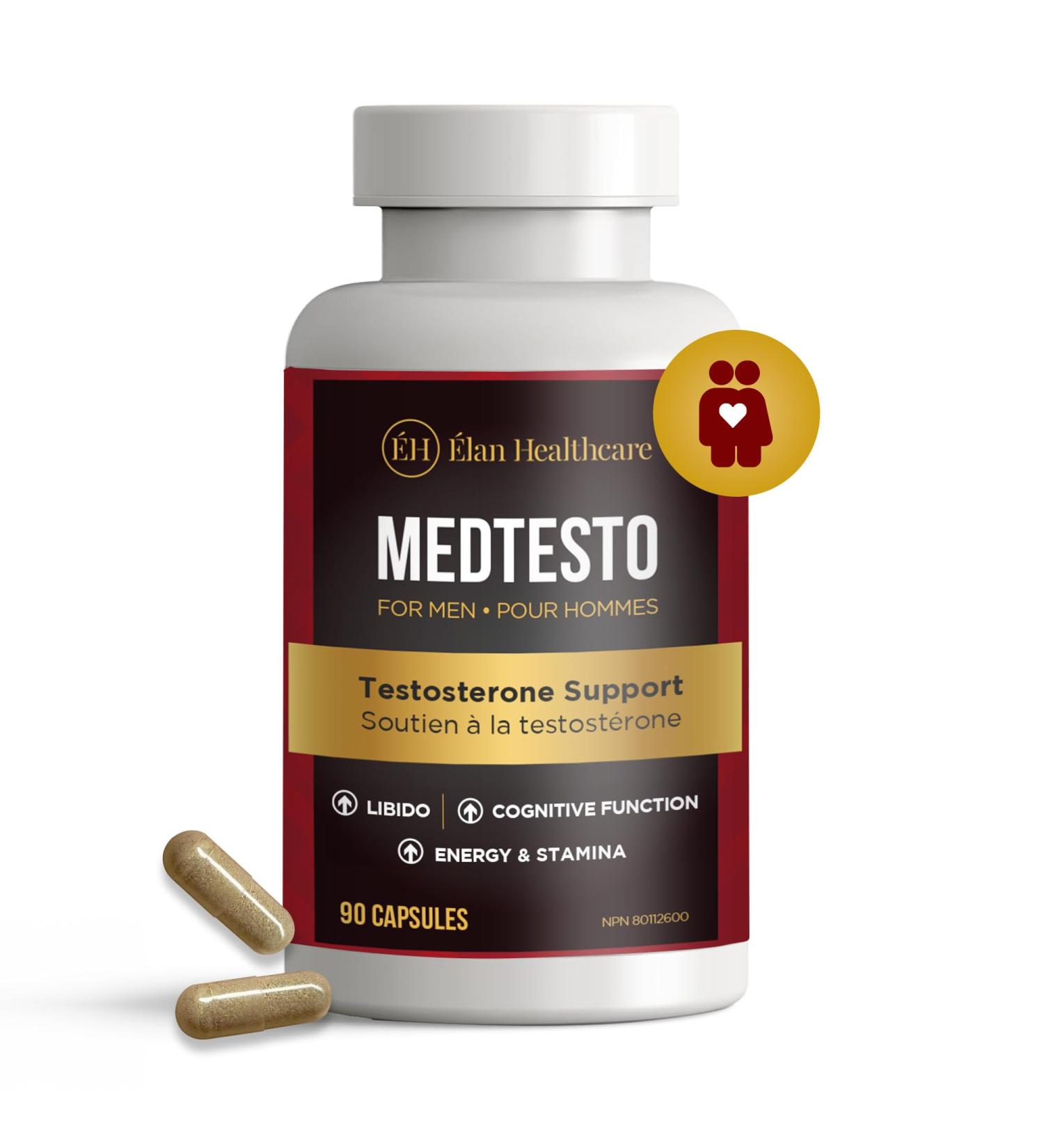 MedTesto Natural Testosterone Booster for Men Estrogen Blocker Male Enhancing Pills Supplement Natural Strength and Energy Muscle Growth Promotes Fat Loss Increase Male Performance 90 Count - Buy Online on GoSupps.com