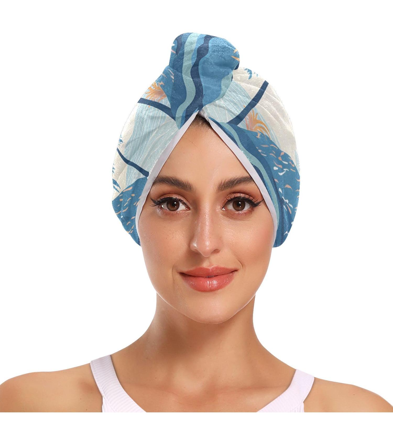 Buy Super Absorbent Trees Mountain Ocean Sea Hair Towel 2 Pack | Quick Dry Hair Turbans for Women & Girls - Buy Online on GoSupps.com