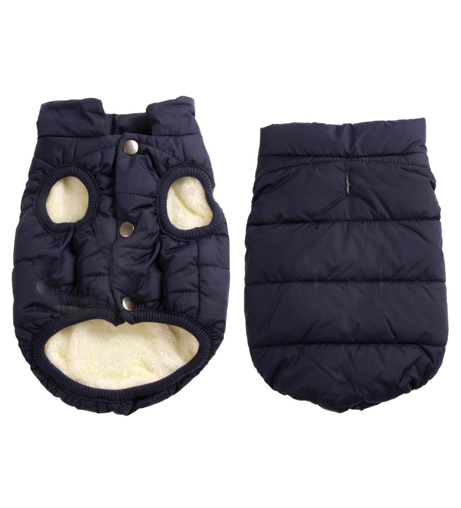 Warm Fleece-Lined Dog Jacket - Windproof Vest for Winter | Joydaog | Extra Soft & Cozy (XS Blue) - Buy Online on GoSupps.com