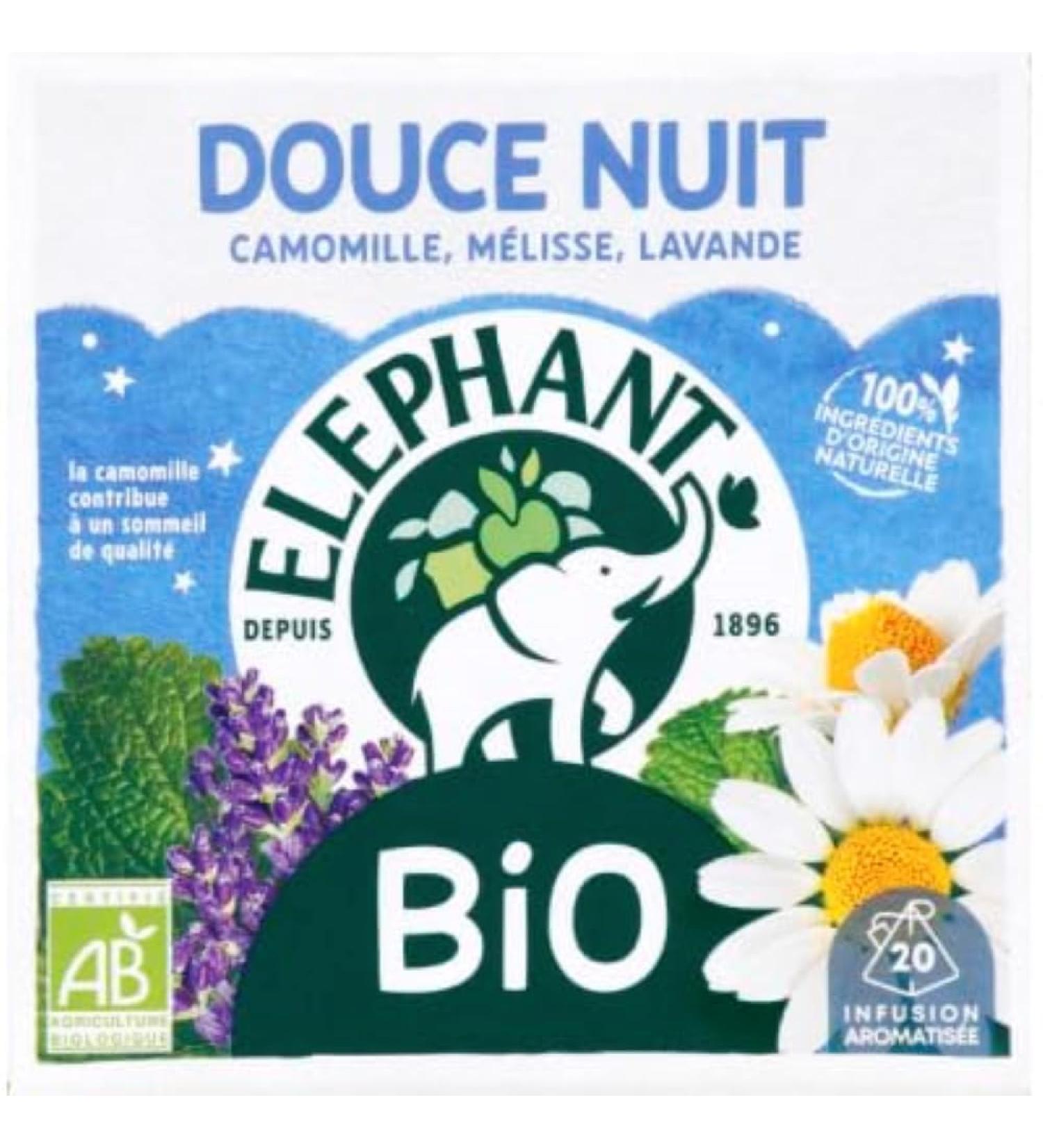 Elephant Organic Sweet Night Infusion Chamomile Lemon Balm and Lavender Flavor Well-Being and Relaxation 100% Natural Ingredients - Buy Online on GoSupps.com
