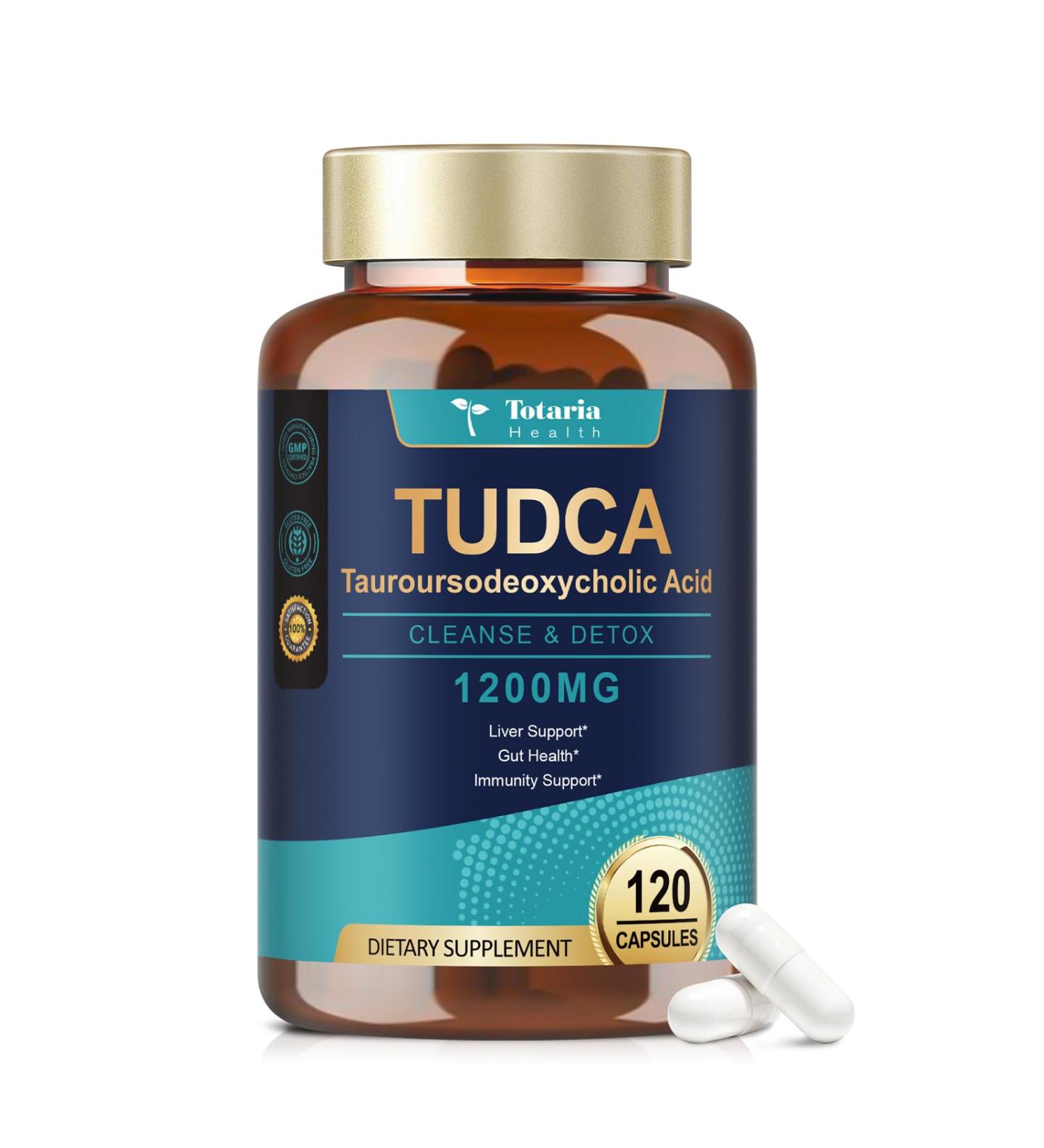 Totaria TUDCA Bile Salts 1200mg (Tauroursodeoxycholic Acid) 120 Capsules Ultra Strength Pure TUDCA Liver Supplements Liver and Gallbladder Cleanse & Repair Vegan 120 Count (Pack of 1) - Buy Online on GoSupps.com