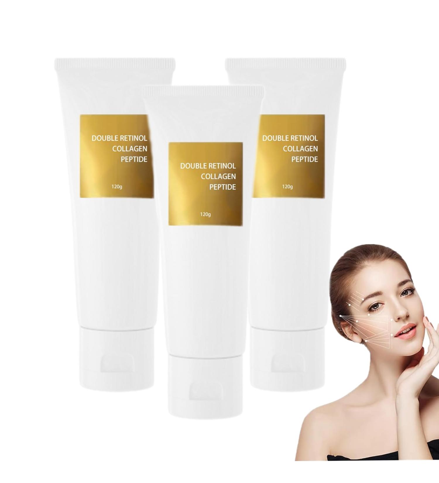 Retinoid Cream with Double Retinol & Collagen Peptide - Anti-Aging Moisturizer for Face & Neck (3pc) - Day & Night Facial Care for Women & Men - Buy Online on GoSupps.com