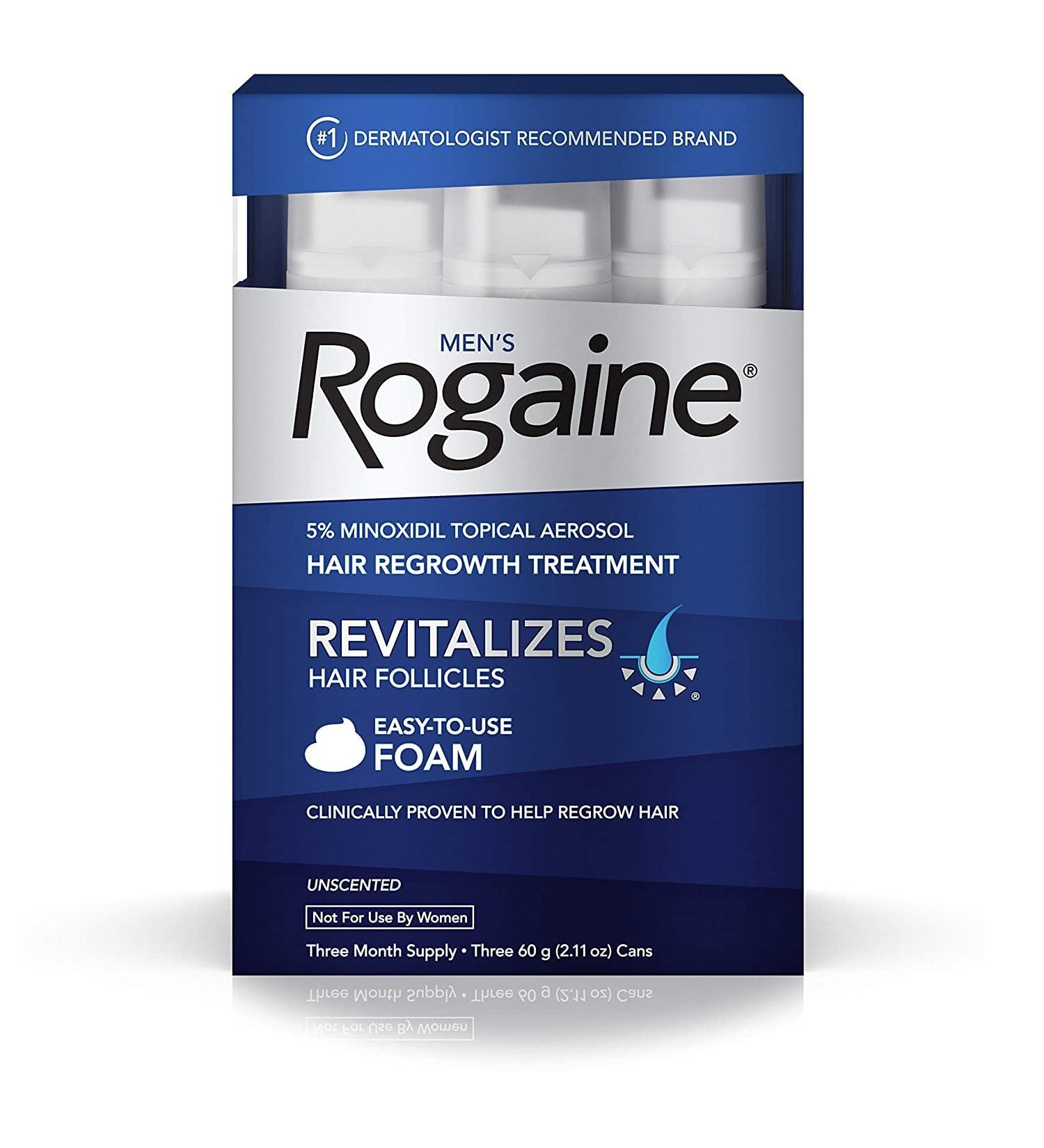 Men's Rogaine 5% Minoxidil Foam - Six Month Supply for Hair Loss & Thinning Treatment - Buy Online on GoSupps.com