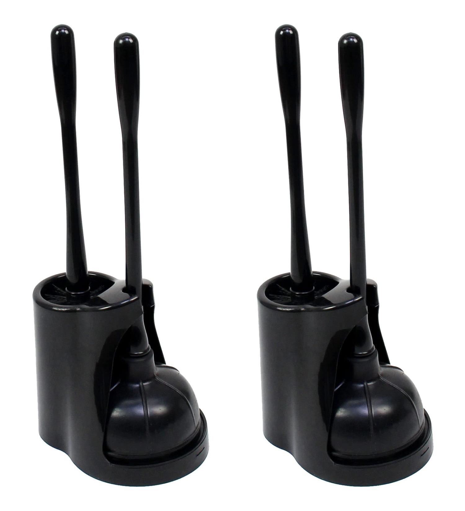 Casaphoria Dark Black Toilet Plunger and Bowl Brush Combo - 2 Sets Long Handle for Bathroom Cleaning - Buy Online on GoSupps.com