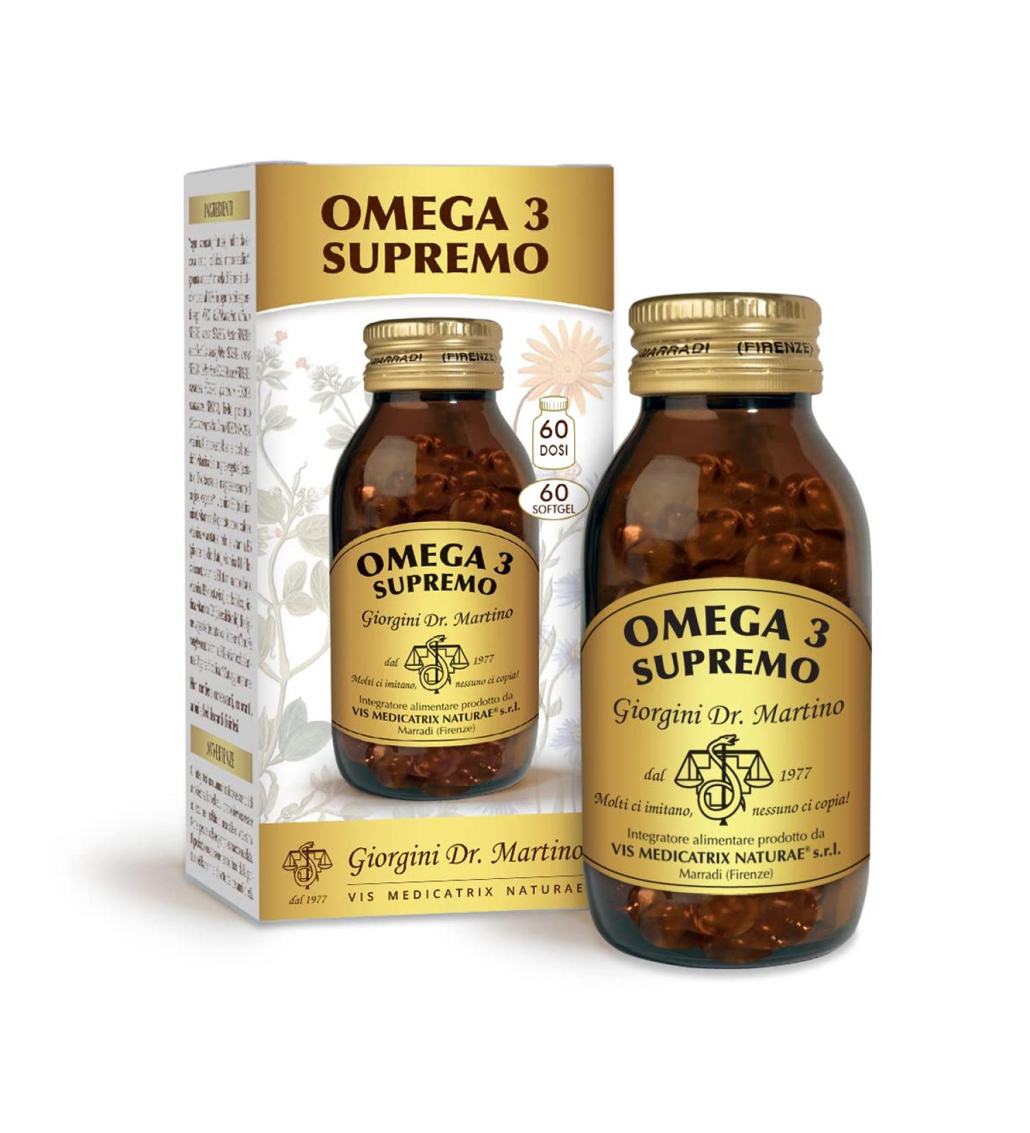 Dr Giorgini Dr Giorgini OMEGA 3 SUPREMO - 87 g - 60 Softgel Omega3 (suppl ment Omega 3 avec 700 mg de DHA + EPA par capsule - stock de 2 mois)