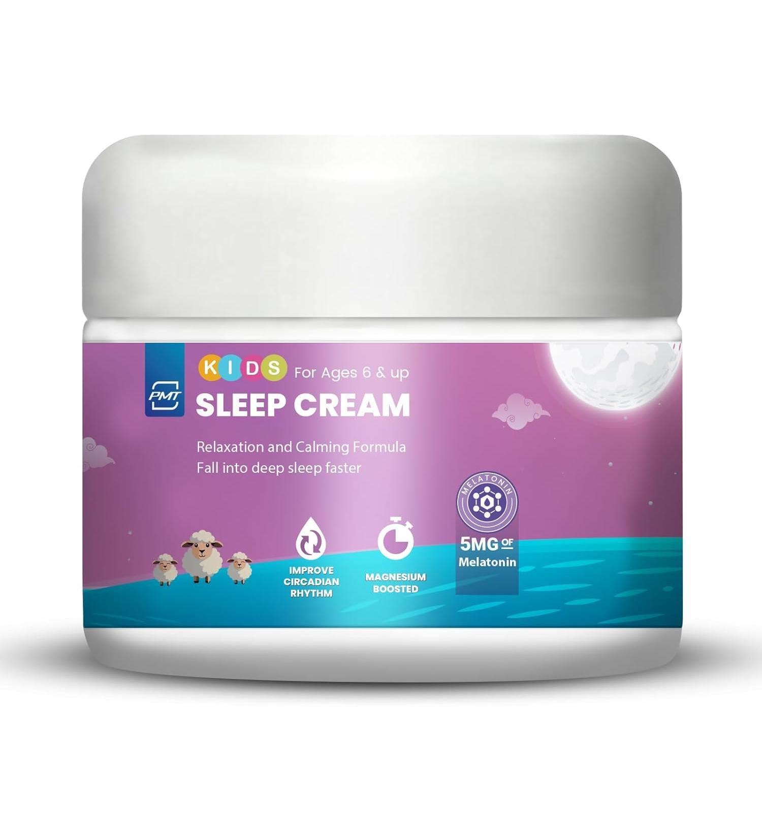 Kids Sleep Cream by PMT Natural Sleeping Aid Regulates Sleep Patterns to Fall Asleep Faster Uses Natural Ingredients Melatonin & Lavender Improves Circadian Rhythm for Ages 6 and up - 2.83oz - Buy Online on GoSupps.com