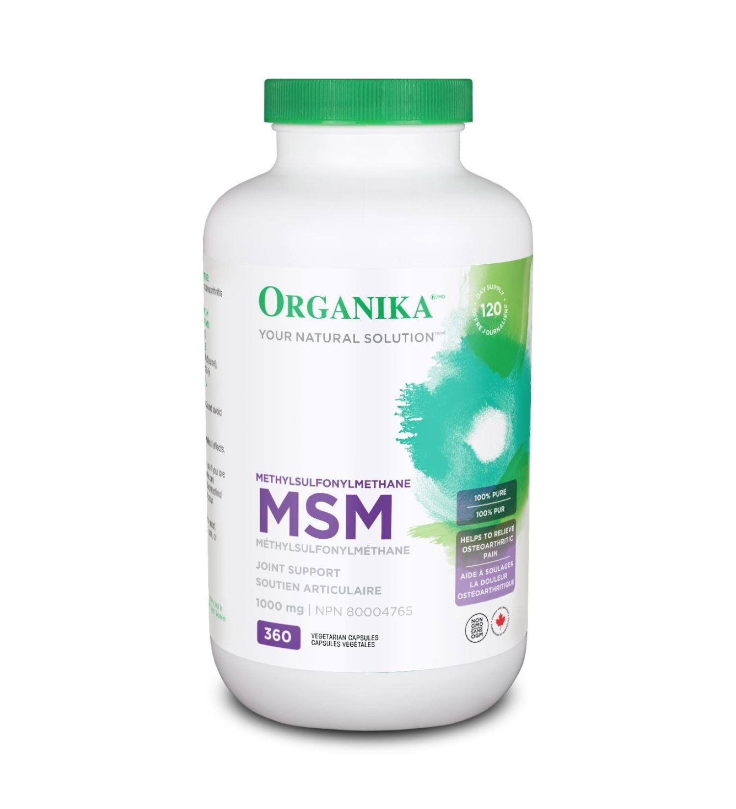 Organika MSM- Joint and Inflammation Support- 360 vcaps Unflavored 360 Count (Pack of 1) - Buy Online on GoSupps.com