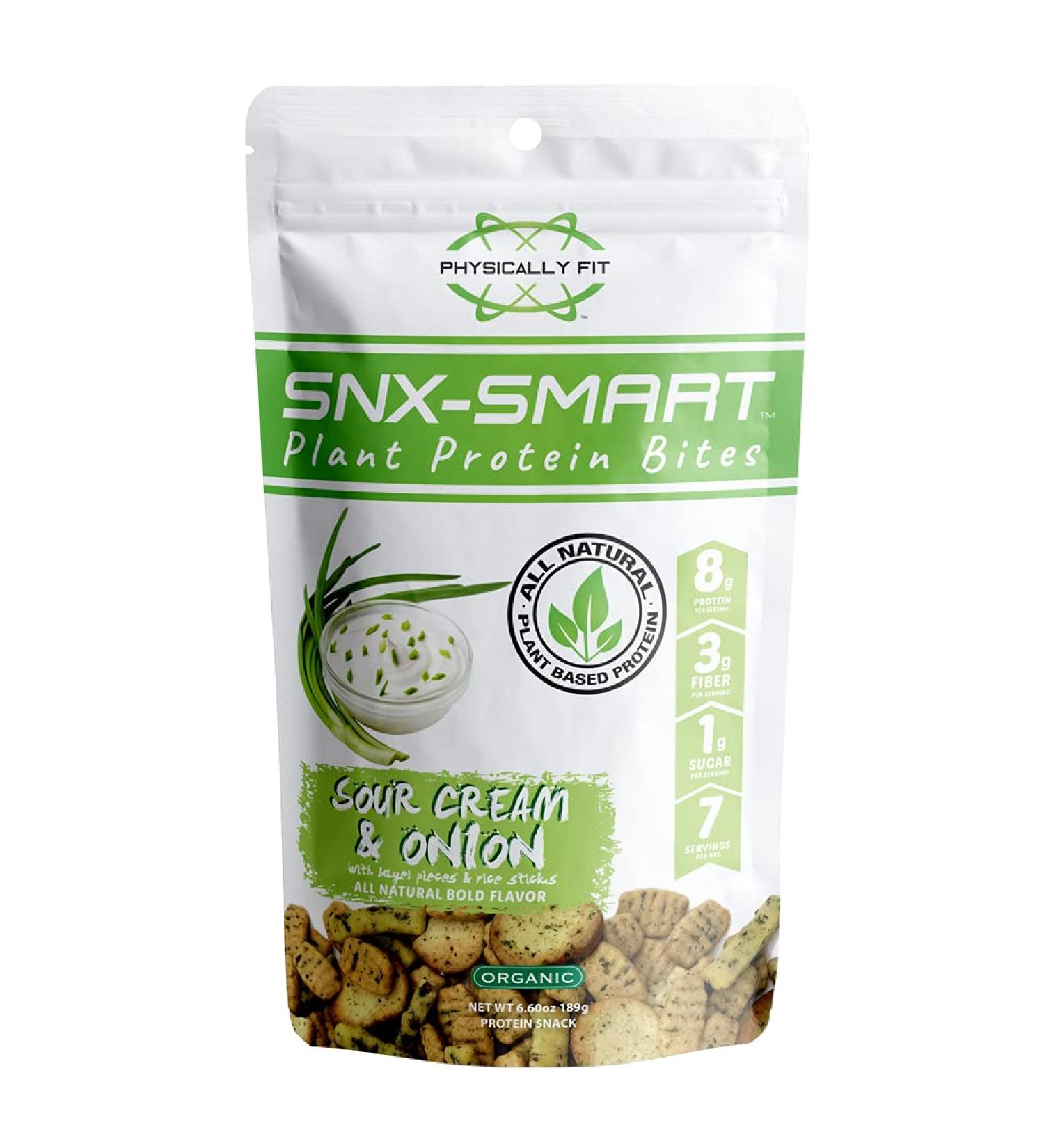 Barn Dad Nutrition SNXSmart Crispy Plant Protein Bites - Sour Cream Onion Flavor - 56g Protein - 7 Servings - 6.6oz Bag - Buy Online on GoSupps.com