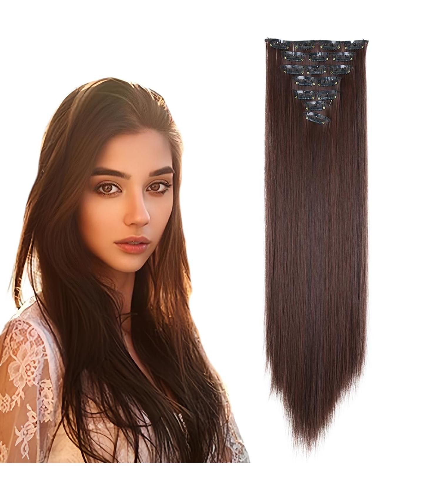 prinfantasy Halo Hair Extension Long Straight Clip in Synthetic Hairpiece Brown Hair Pieces for Women MW147 GBMW147 24 inch - Buy Online on GoSupps.com