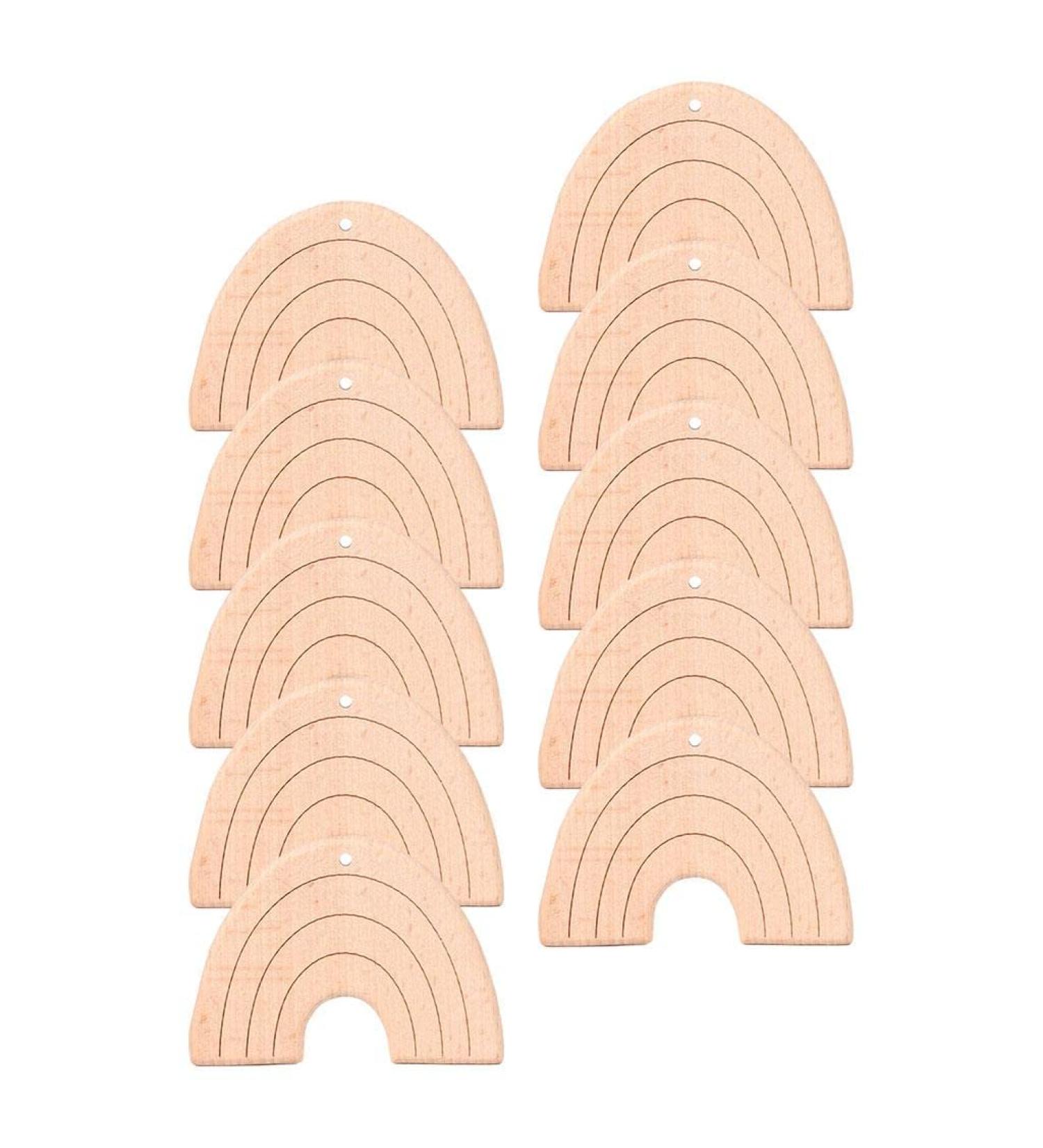 Amagogo 10x Beech Wood Baby Chew Toys | Wooden Teething Rainbow Shapes for Infants - Buy Online on GoSupps.com
