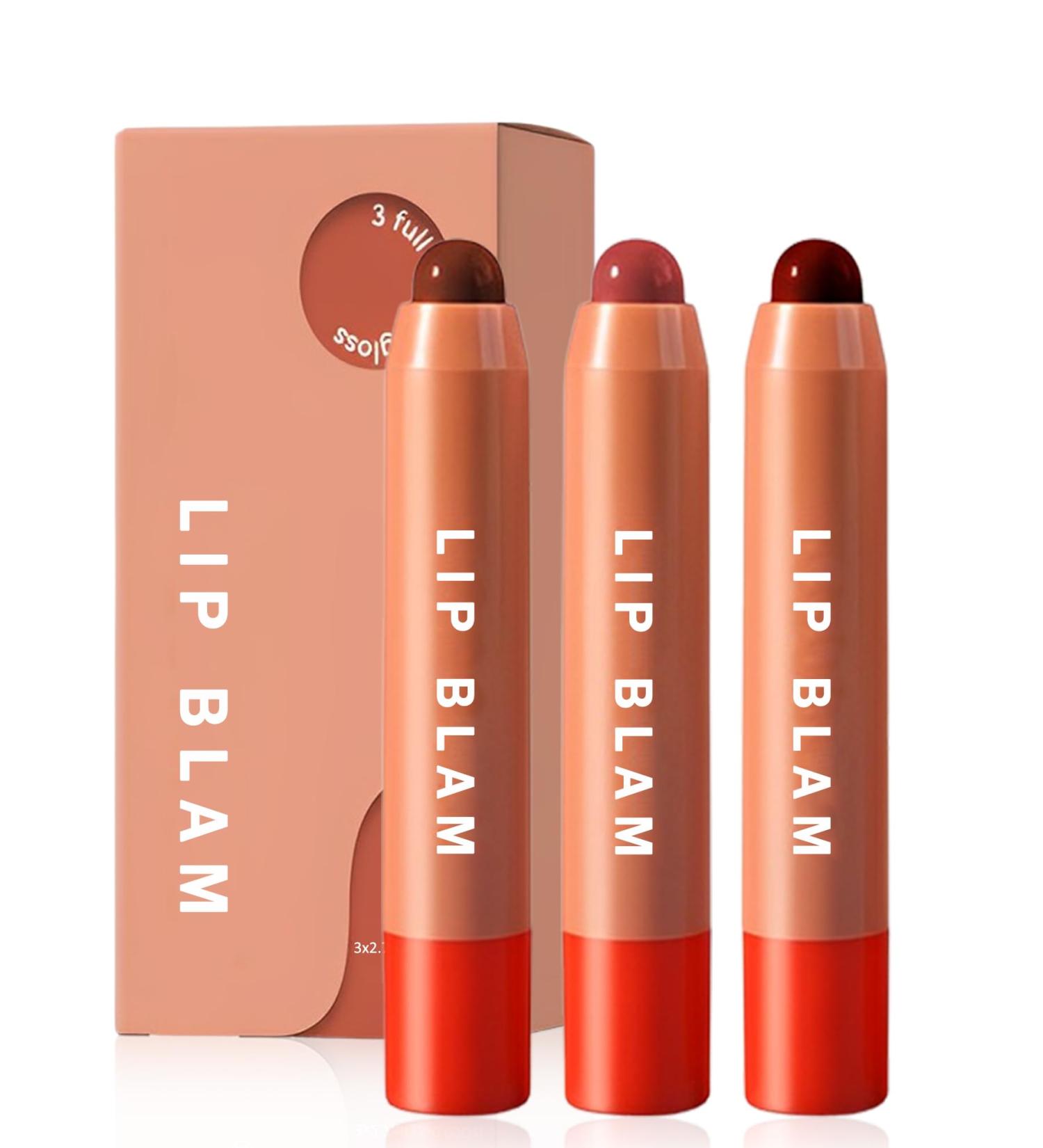 Hydrating Tinted Lip Balm-3Pcs Nude Pink Red Glossy Lip Balm Plumper Long Lasting Lipgloss Creamy Lipstick Lightweight High-Pigment Lip Stain Pen Lip Crayon Stick Christmas Makeup Gift for Women-Set A - Buy Online on GoSupps.com