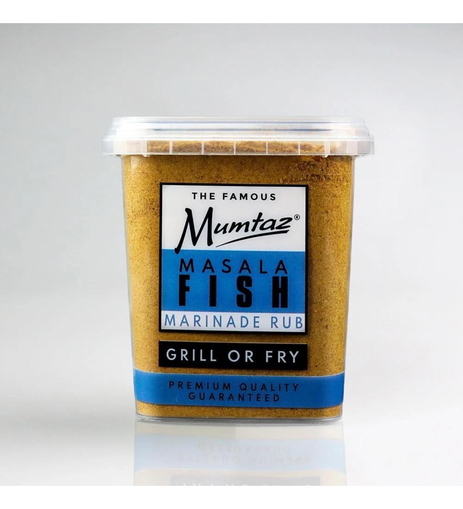 Mumtaz MASALA FISH Marinade Rub Seasoning Mix 250g Reusable Resealable & Stacking Friendly Tub