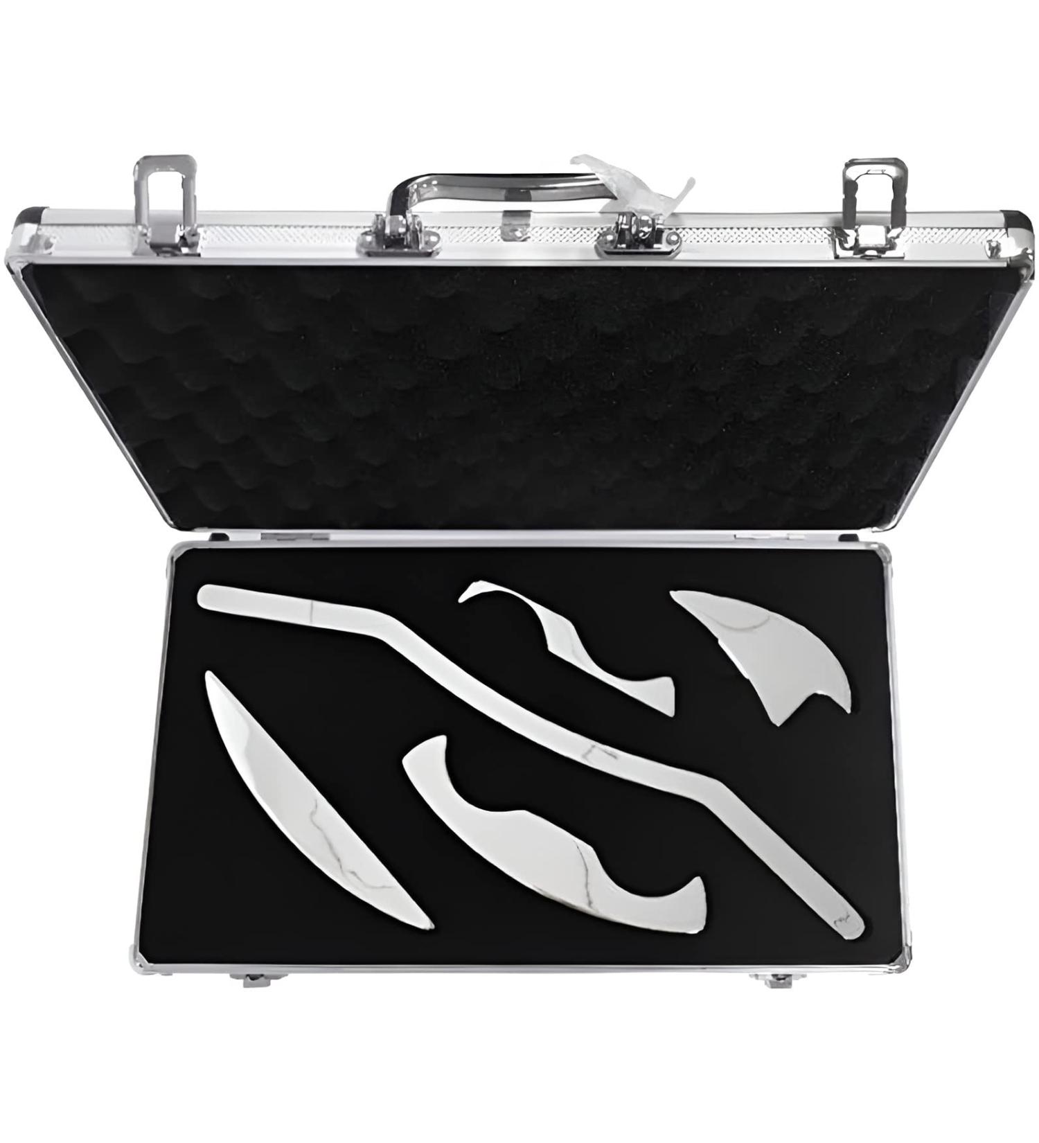 304 Stainless Steel Gua Sha Massage Tool Set - 5 Pieces for Muscle & Myofascial Pain Relief - International Shipping Available - Buy Online on GoSupps.com