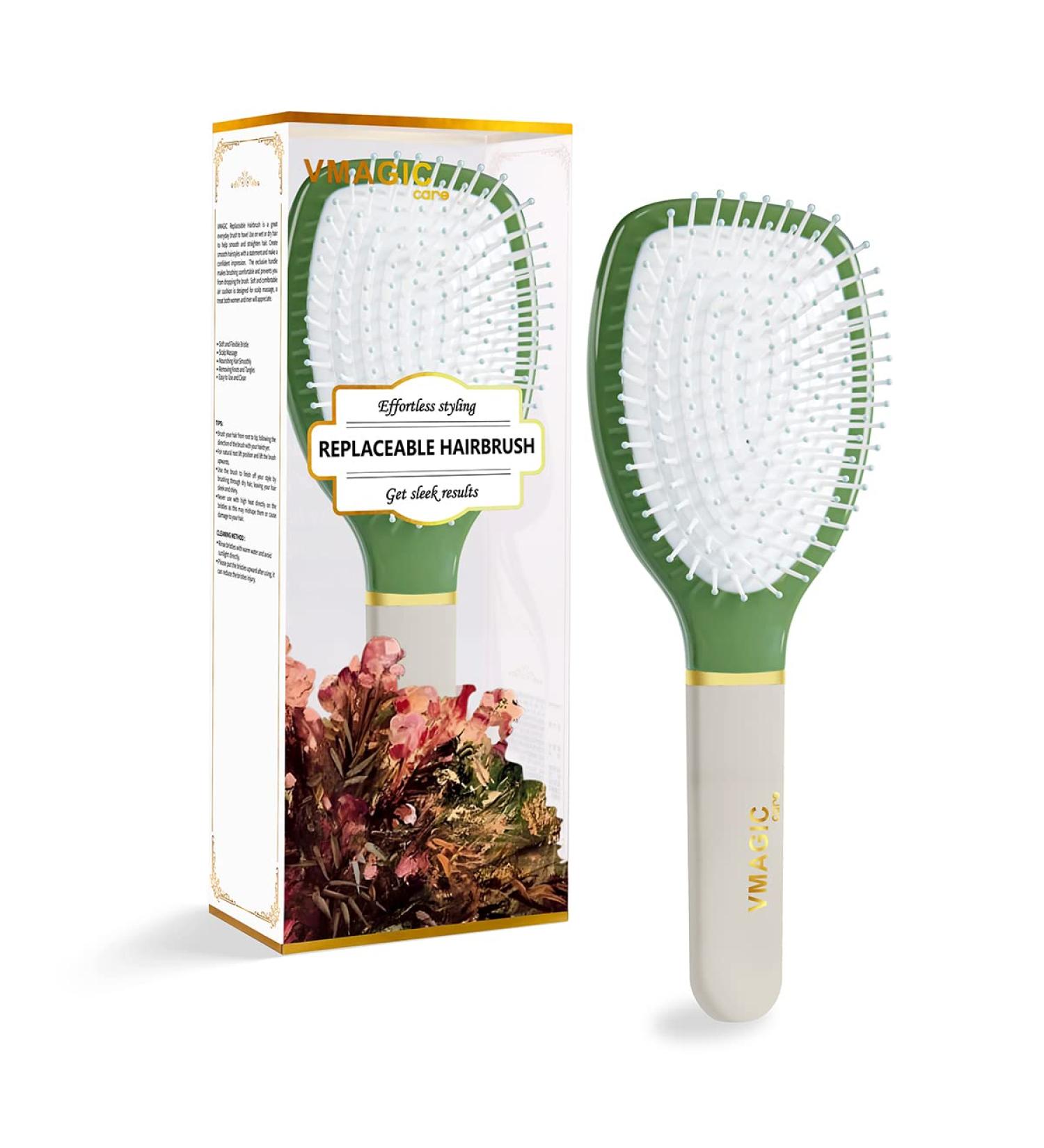 Paddle Hair Brush Glide Thru Detangling Detangler Brush for Natural Curly Straight Wet or Dry Hair HairBrush for Adults & Kids Hair (GREEN) P-Green - Buy Online on GoSupps.com