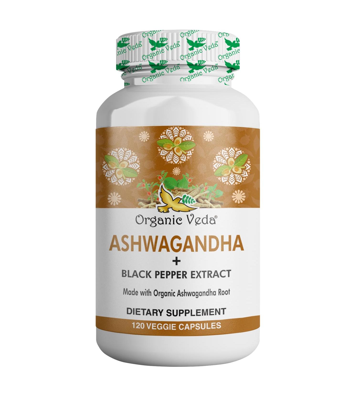 Organic Ashwagandha Capsules Full Strength with Black Pepper Extract - 120 Veg Capsules. 120 Count (Pack of 1) - Buy Online on GoSupps.com
