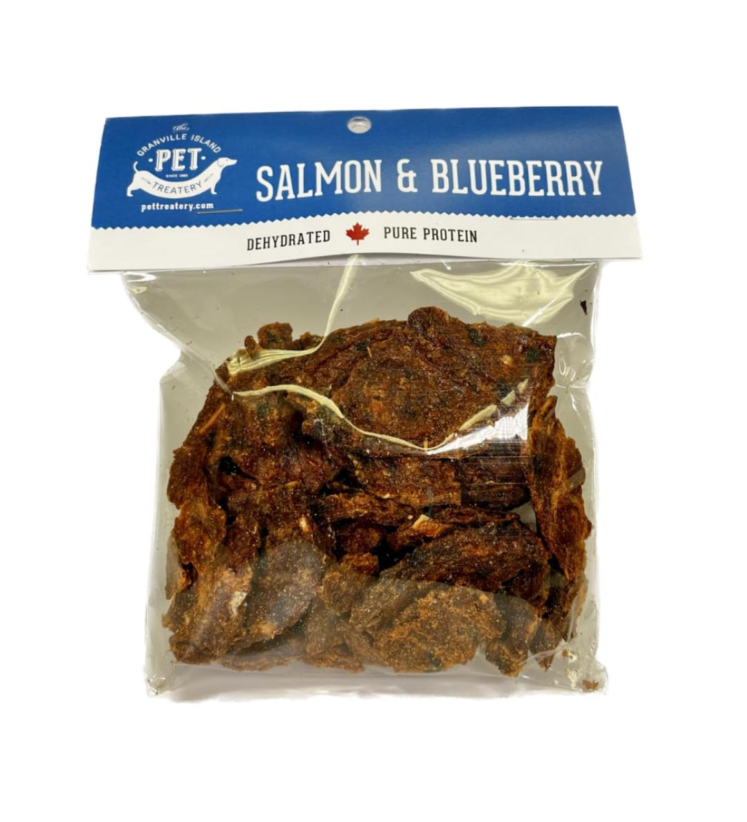 The Granville Island Pet Treatery|Dehydrated Protein Salmon & Blueberry Treat for Dogs & Cats Slowly Dehydrated Raw Single Ingredient Maintain Nurtients Vitamins Healthy Oils Made in Canada 80g Salmon & Blueberry 80 g (Pack of 1) - Buy Online on GoSupps.com