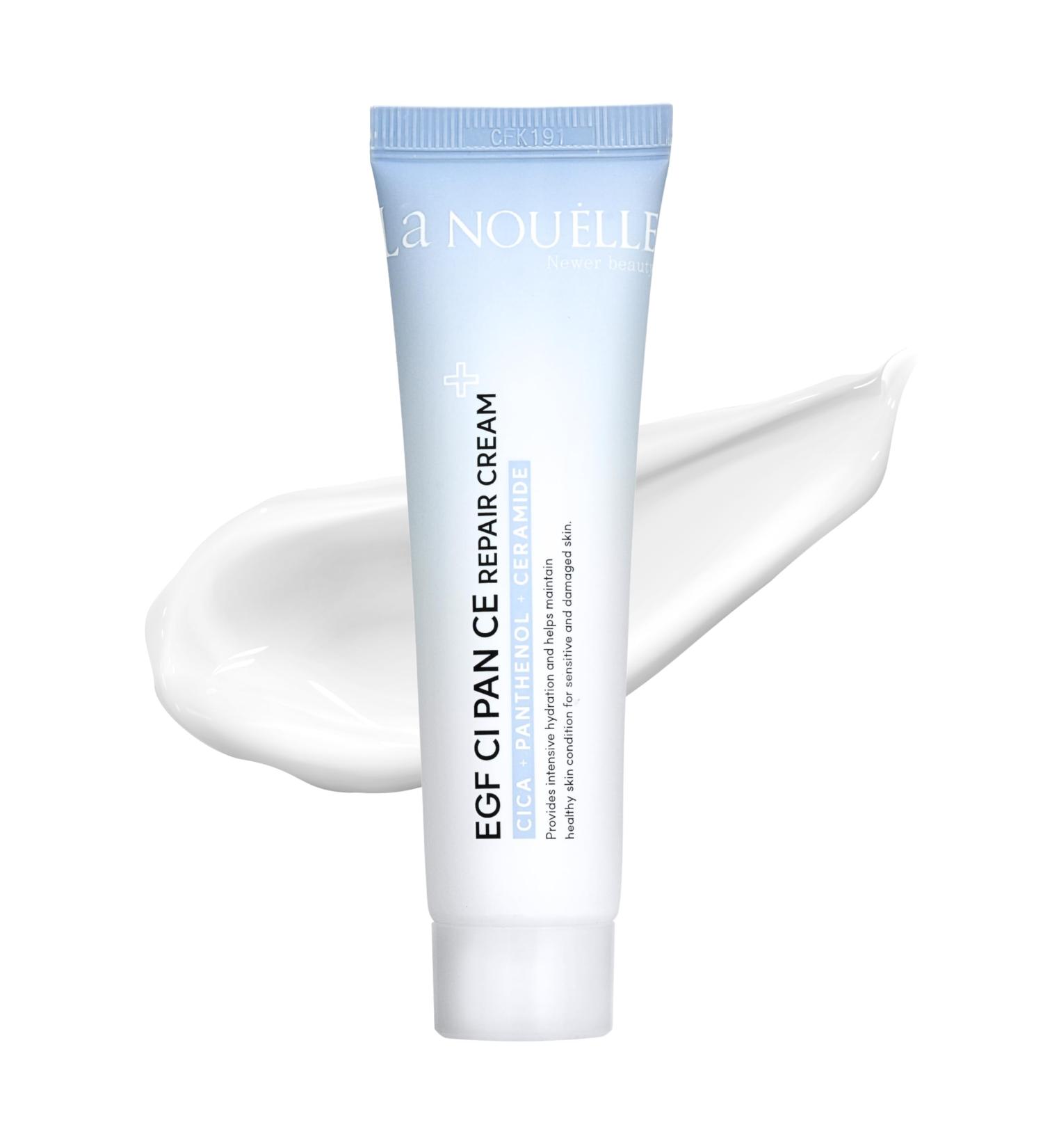 La Noubelle EGF Cica Panthenol Ceramide Repair Cream. Korean moisturizer for damaged, irritated, sensitive skin. Centella asiatica, niacinamide, madecassoside. K Beauty 1.69 fl oz - Buy Online on GoSupps.com