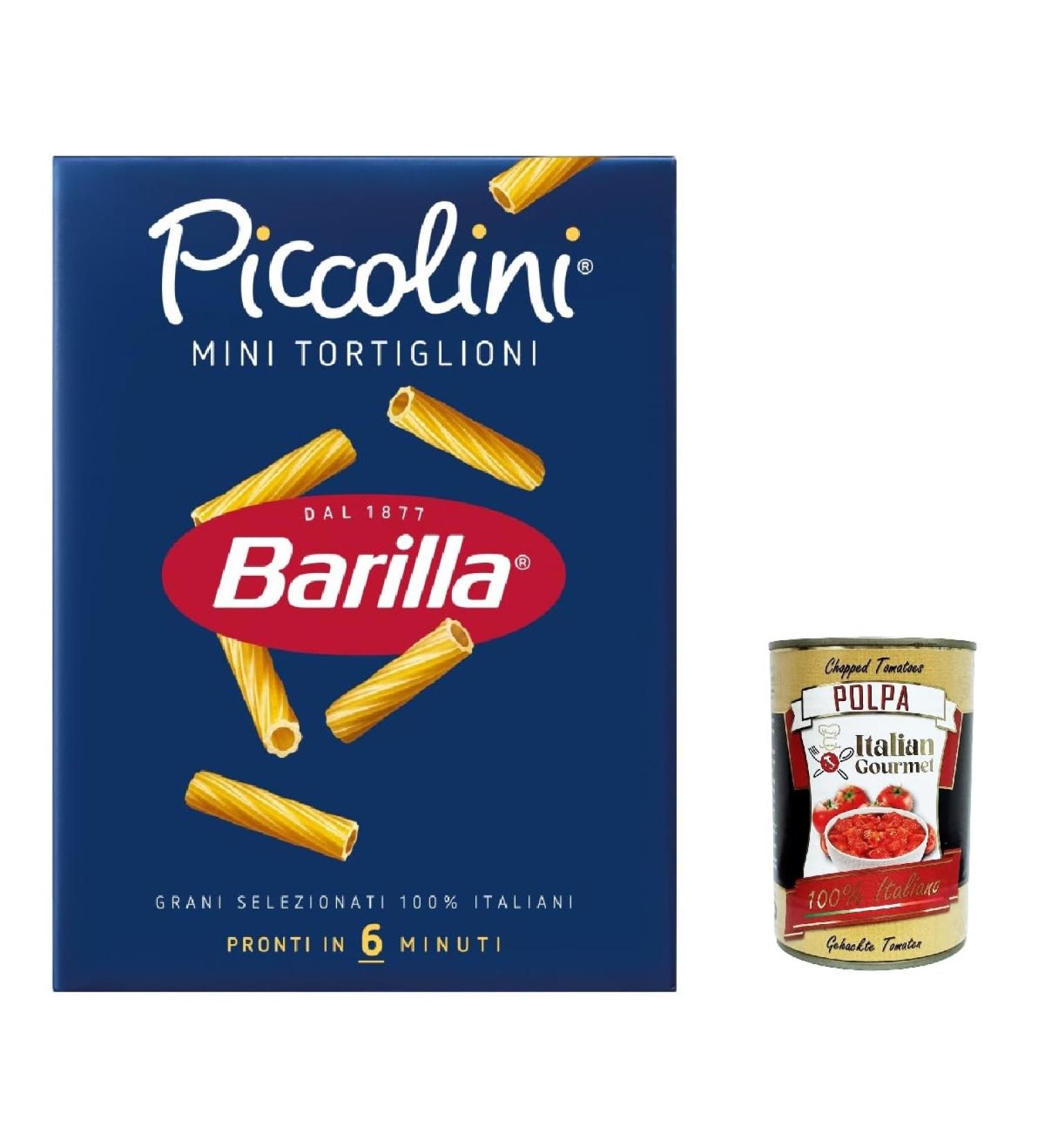  Italian Gourmet E.R. Pack of 20 Barilla Mini Tortiglioni pasta 100% Italian pasta 500g + Italian gourmet polpa 400g - Buy Online on GoSupps.com