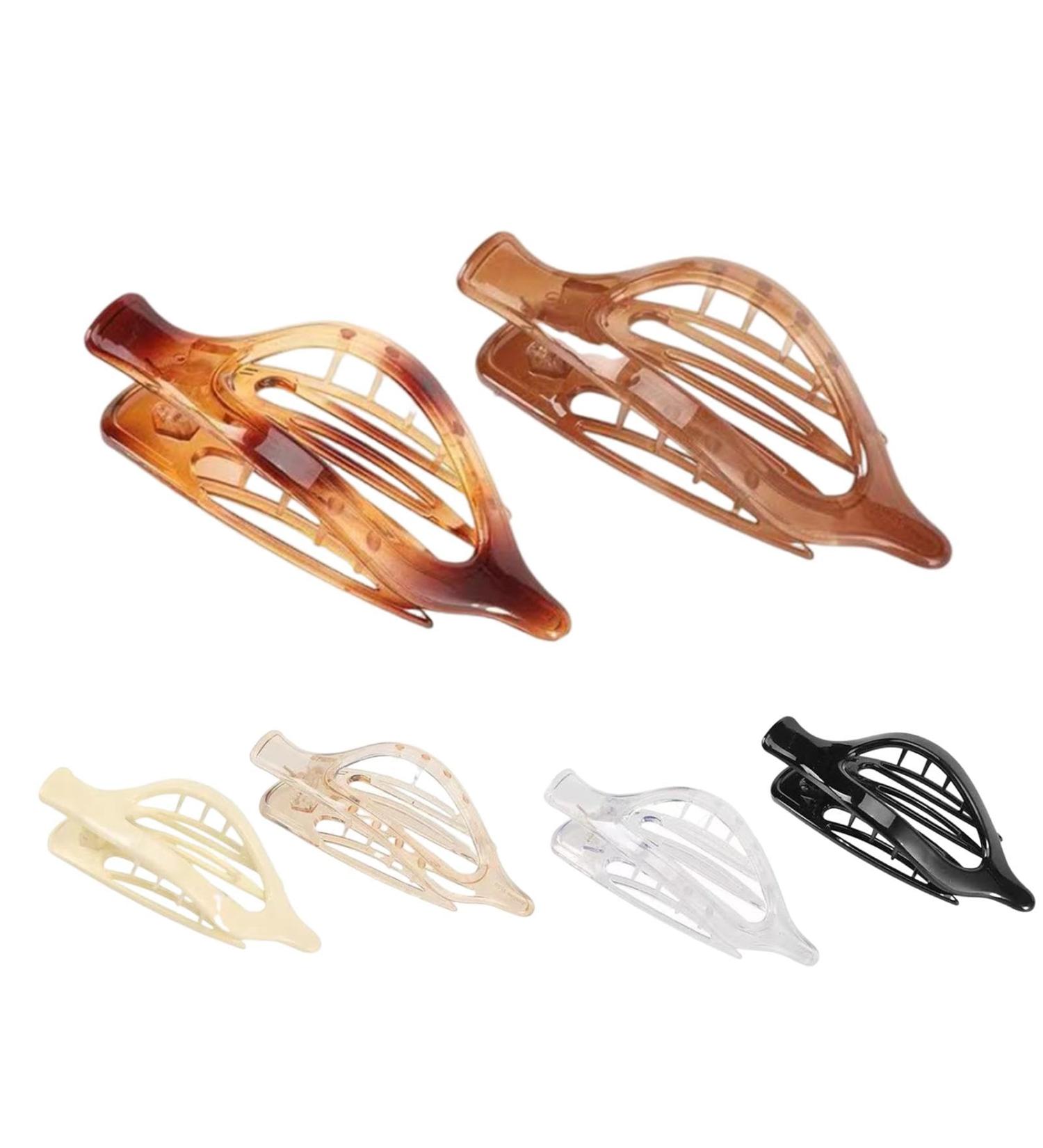 Flat Hair Claw | Vintage French Design Alligator Hair Clip | Retro No Slip Grip Hair Claw Clips Ultra Light Oval Barrette Jaw Clips Hair Accessories for Women Girls Transparent color - Buy Online on GoSupps.com